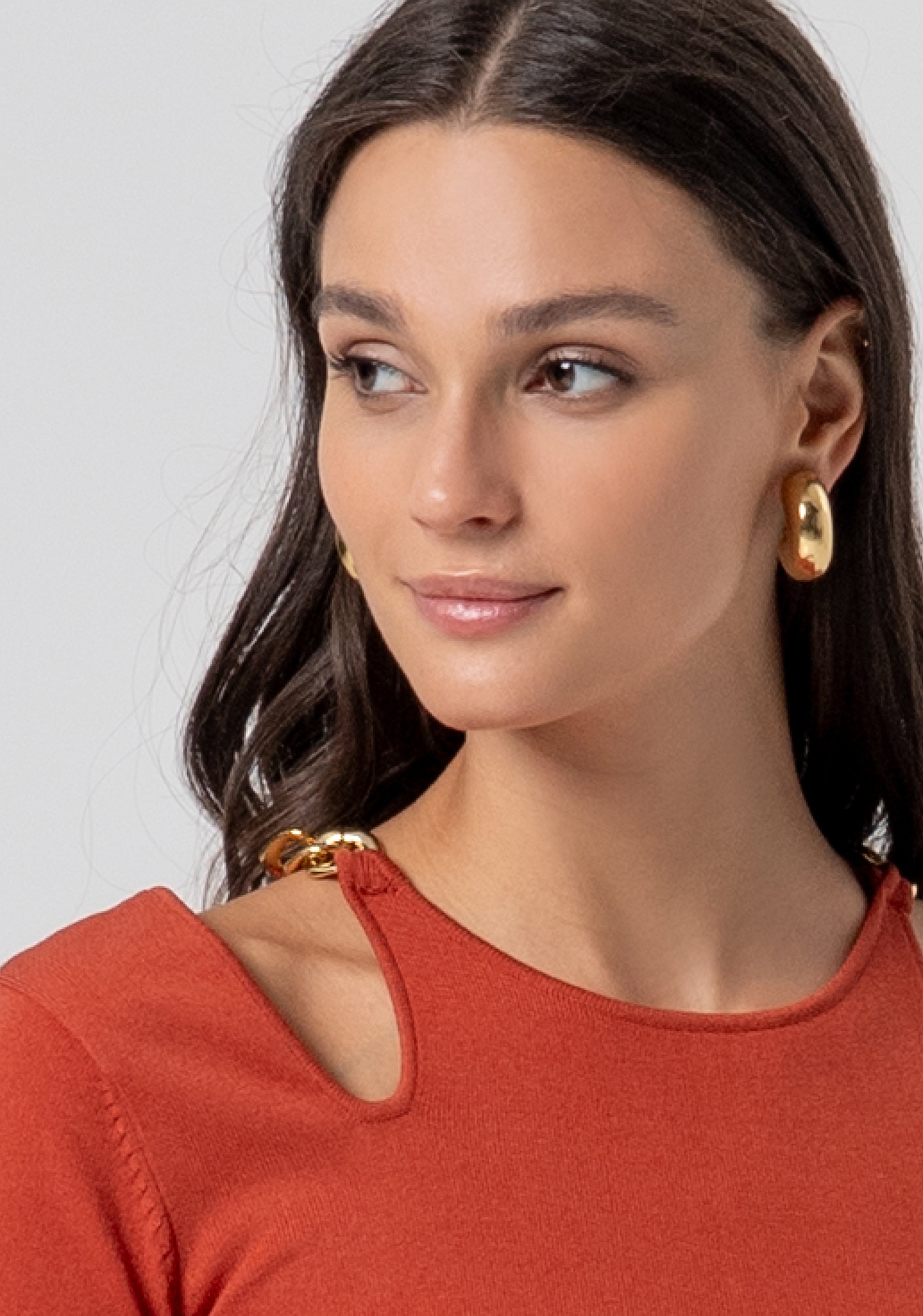 Maglia slim girocollo con cut out FJ26ST7003K56501-M44 Fracomina