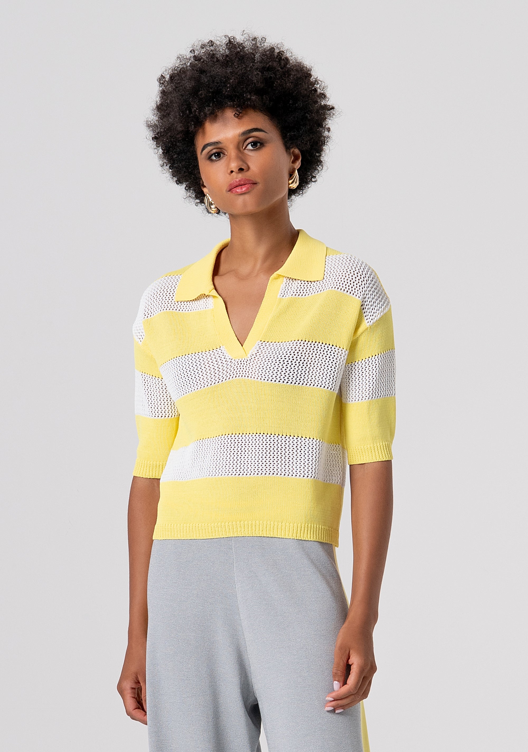 Maglia regular modello polo a righe FJ26ST7004K417O7-M38 Fracomina