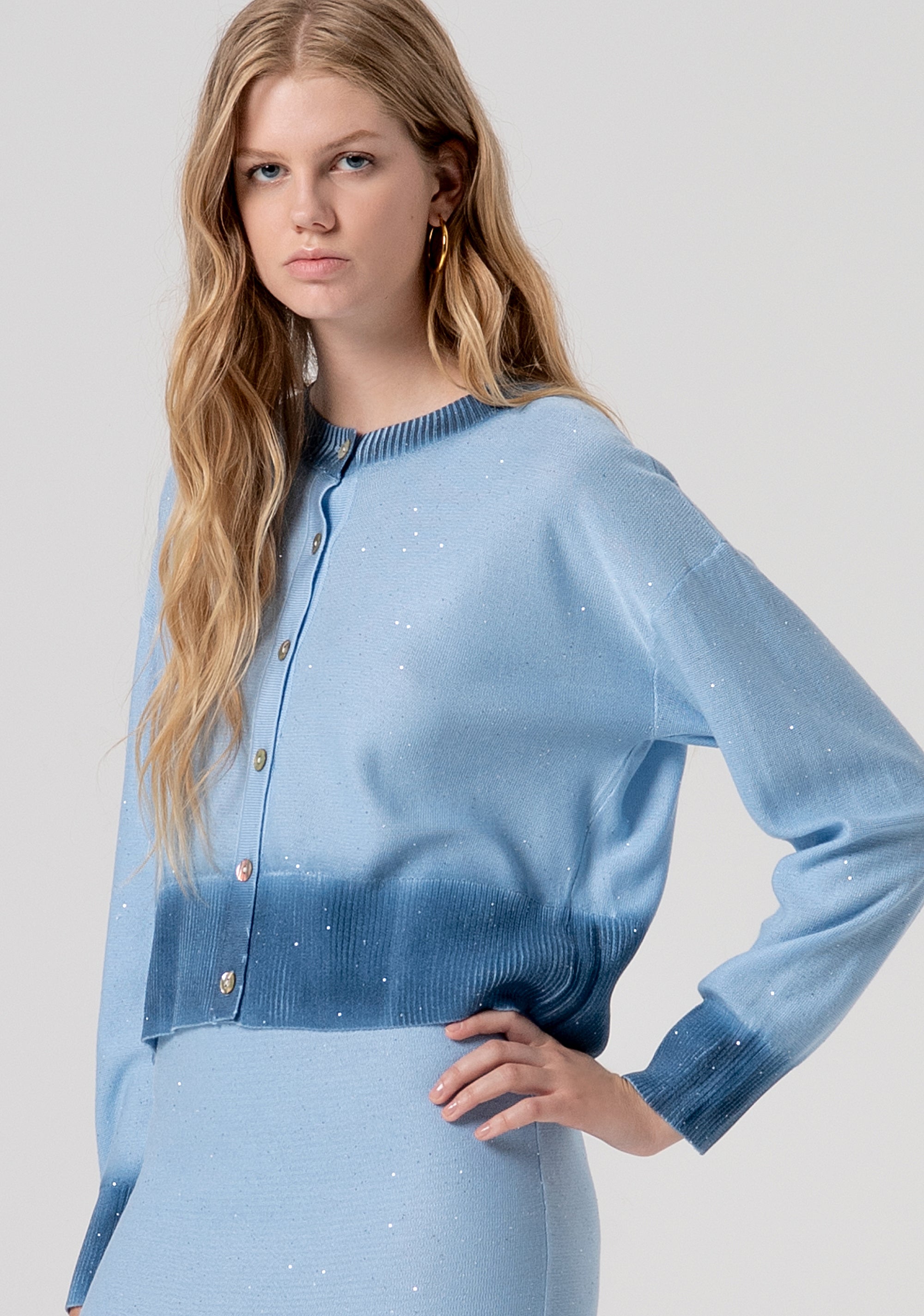 Cardigan regular con glitter FJ26ST8004K413J5-M43 Fracomina