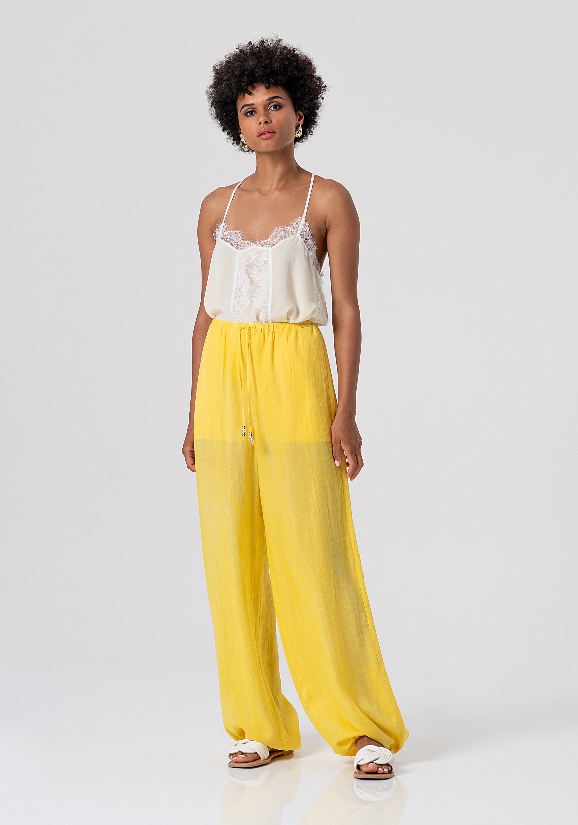 Pantaloni wide a palazzo in lino e lyocell FJ26SV2002W83801-Q91 Fracomina