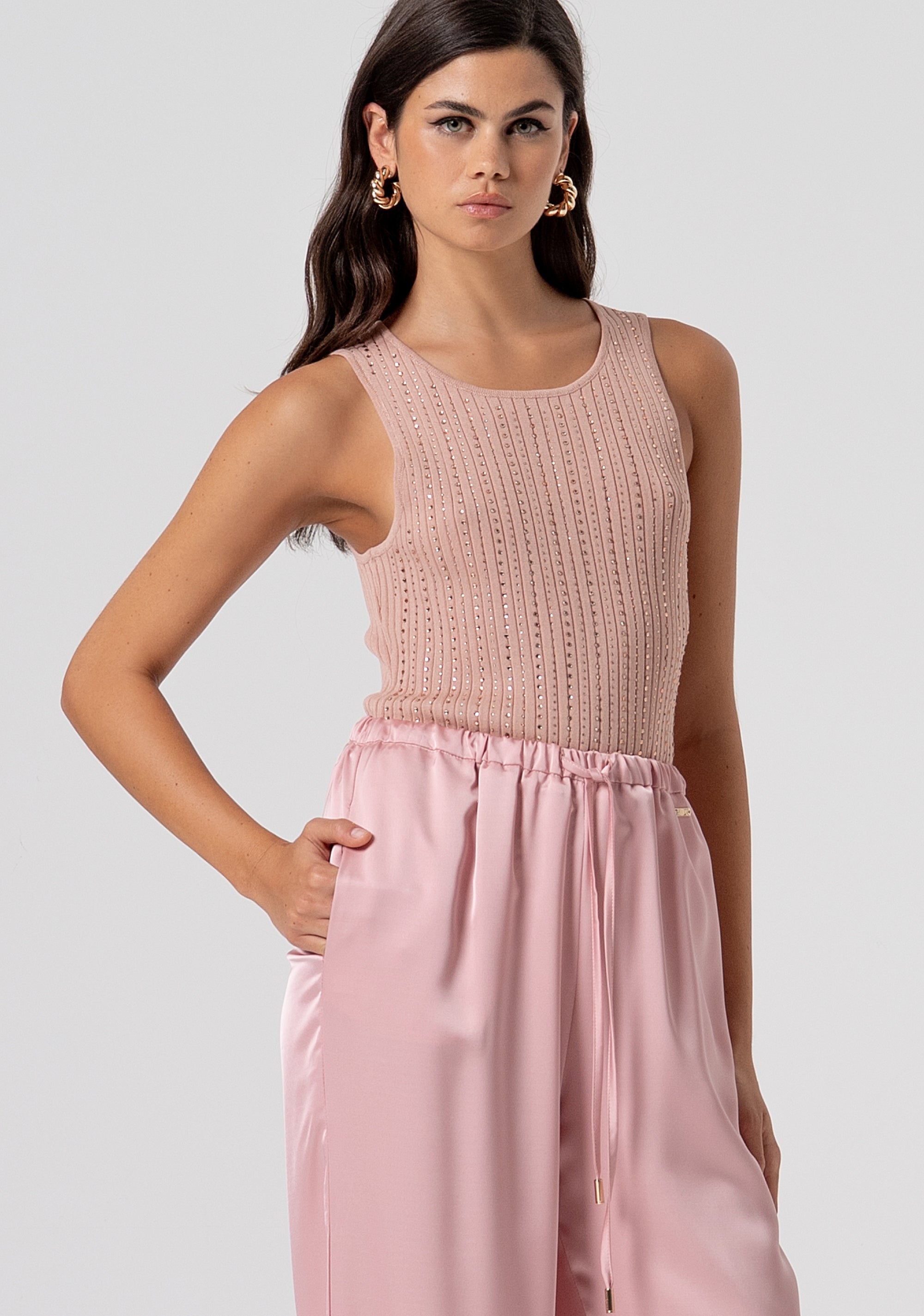 Pantalone wide a palazzo in raso FJ26SV3004W47001-103 Fracomina