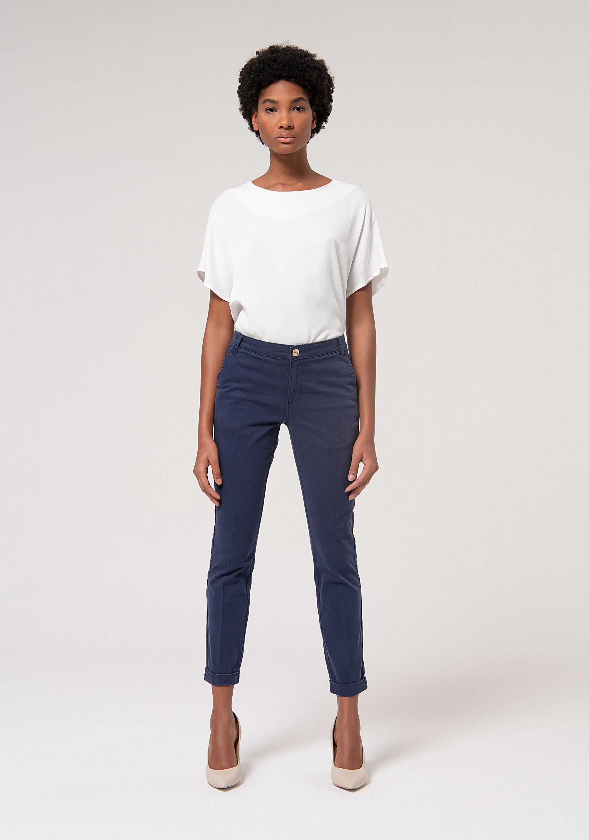 Chino slim in raso di cotone FP24WV4001W72001-117 Fracomina