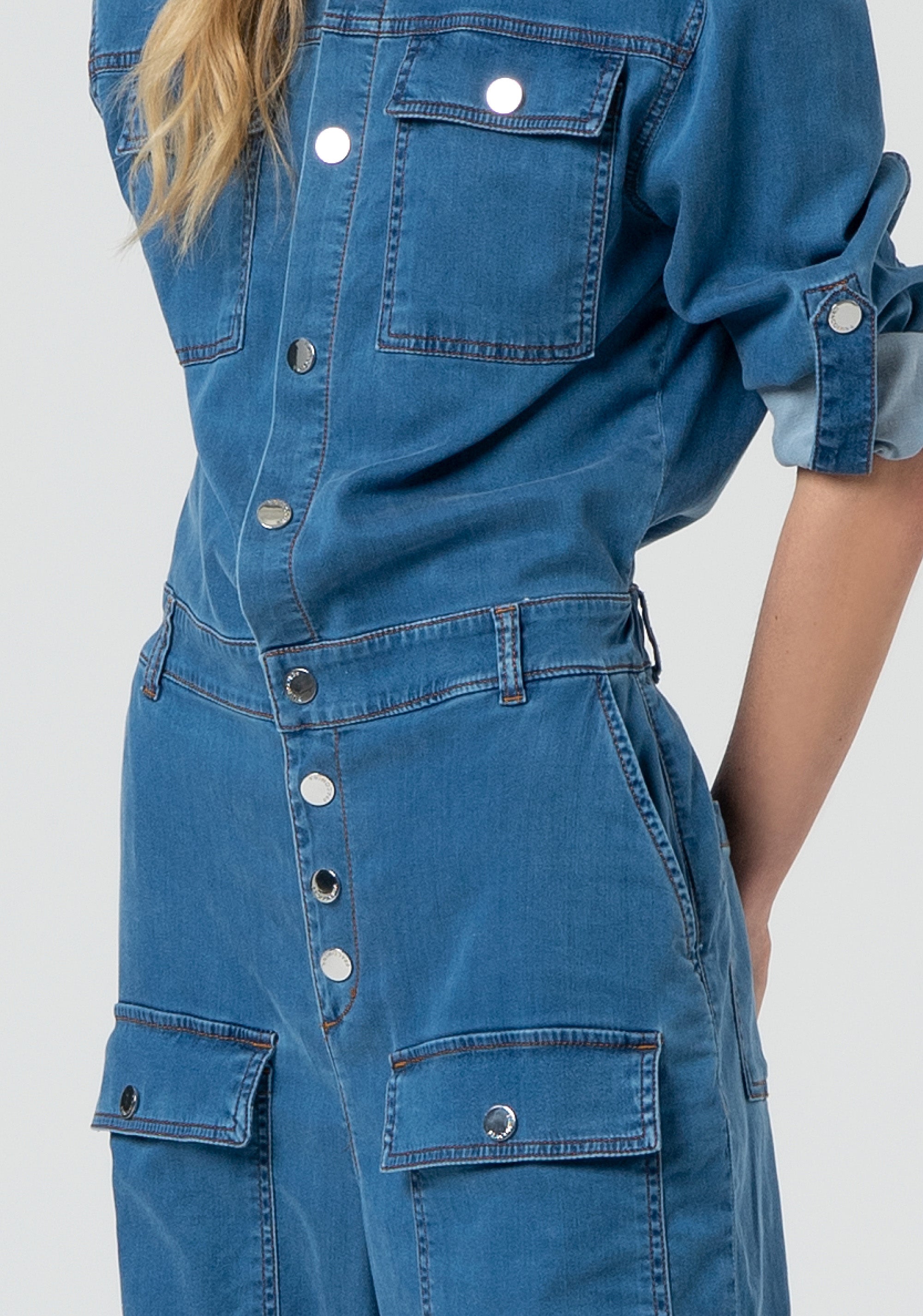 Tuta regular in denim con lavaggio medio FP25SO2003D46302-258 Fracomina