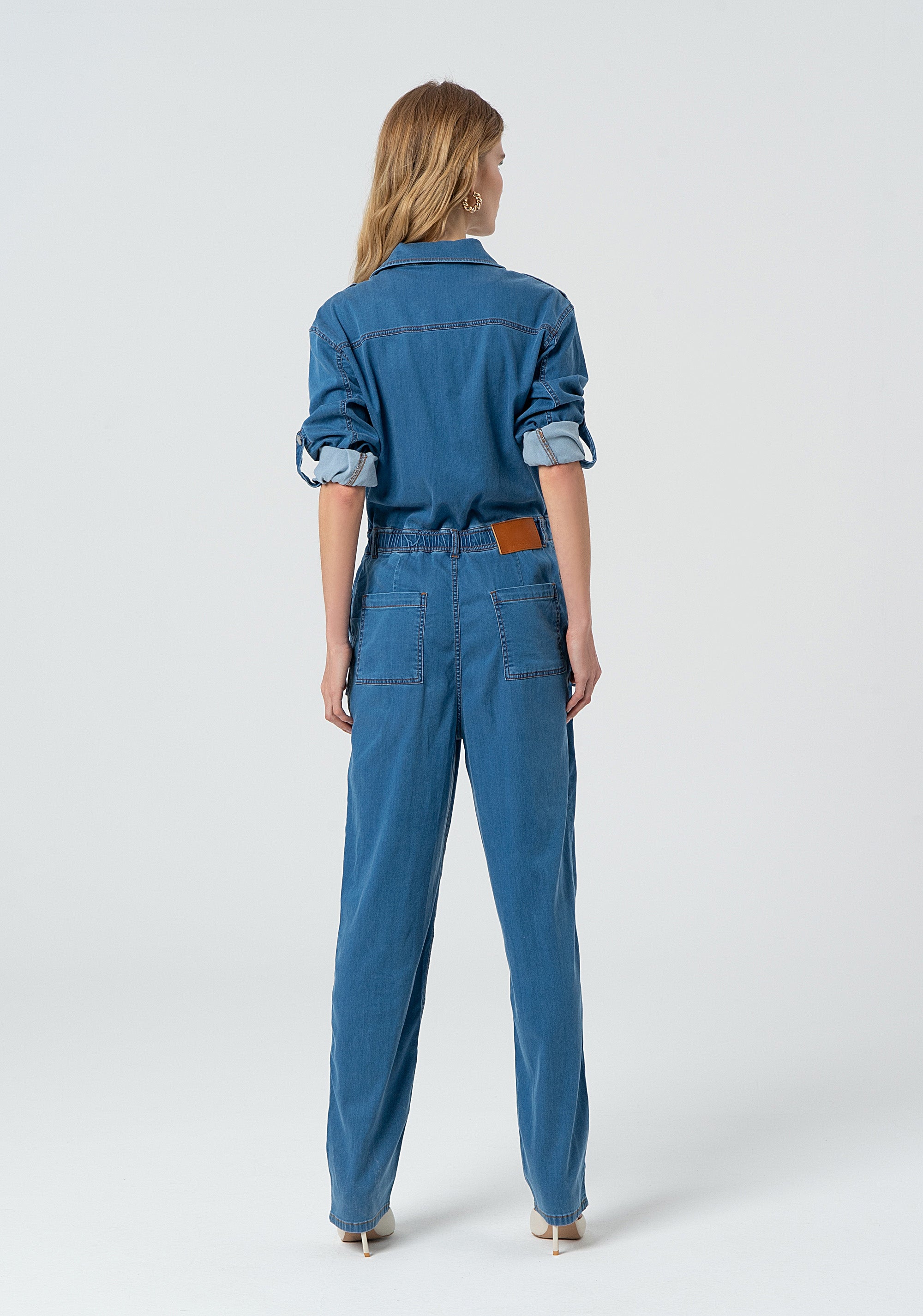 Tuta regular in denim con lavaggio medio FP25SO2003D46302-258 Fracomina