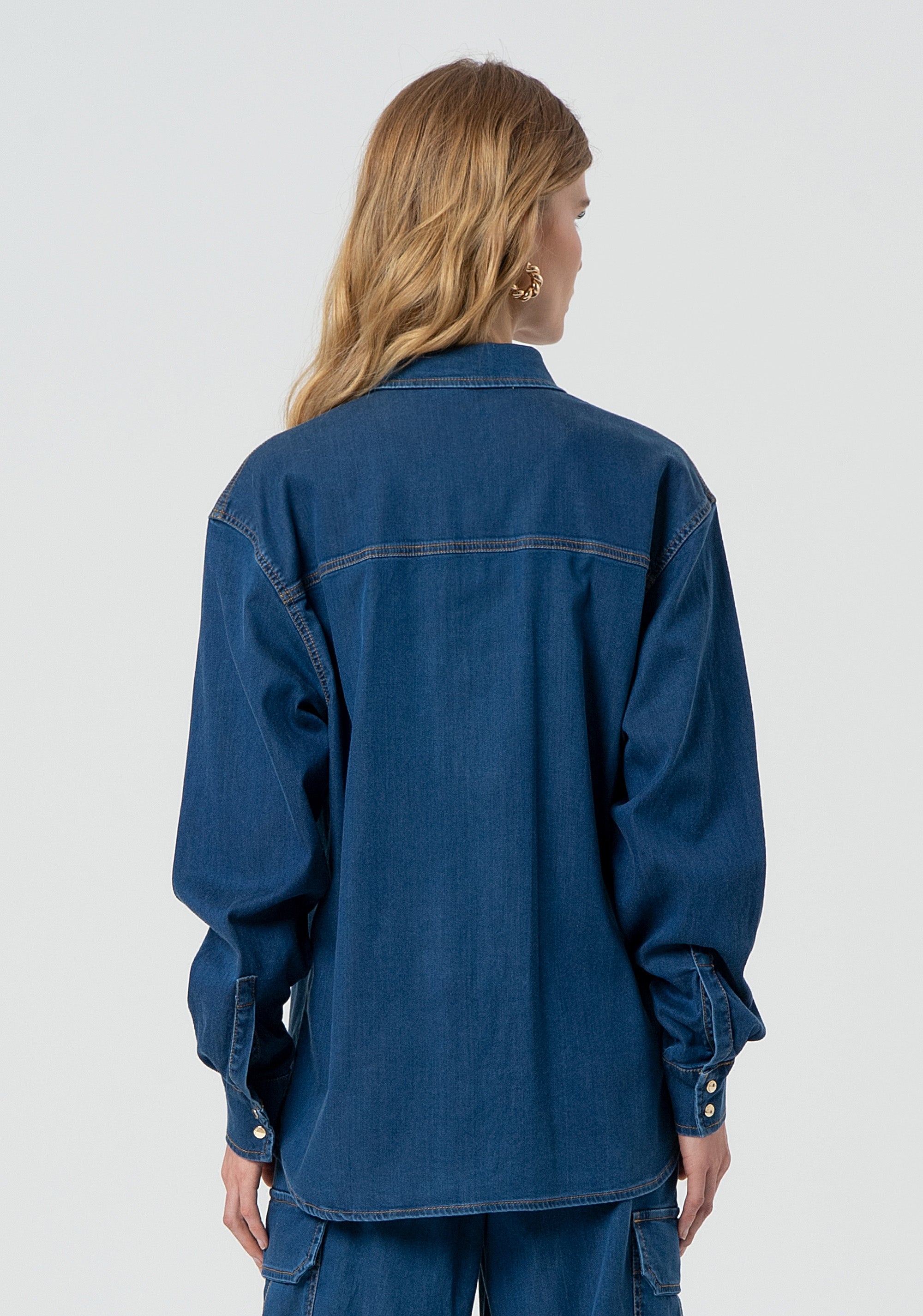 Camicia over in denim con lavaggio scuro FP25ST6024D46302-349 Fracomina