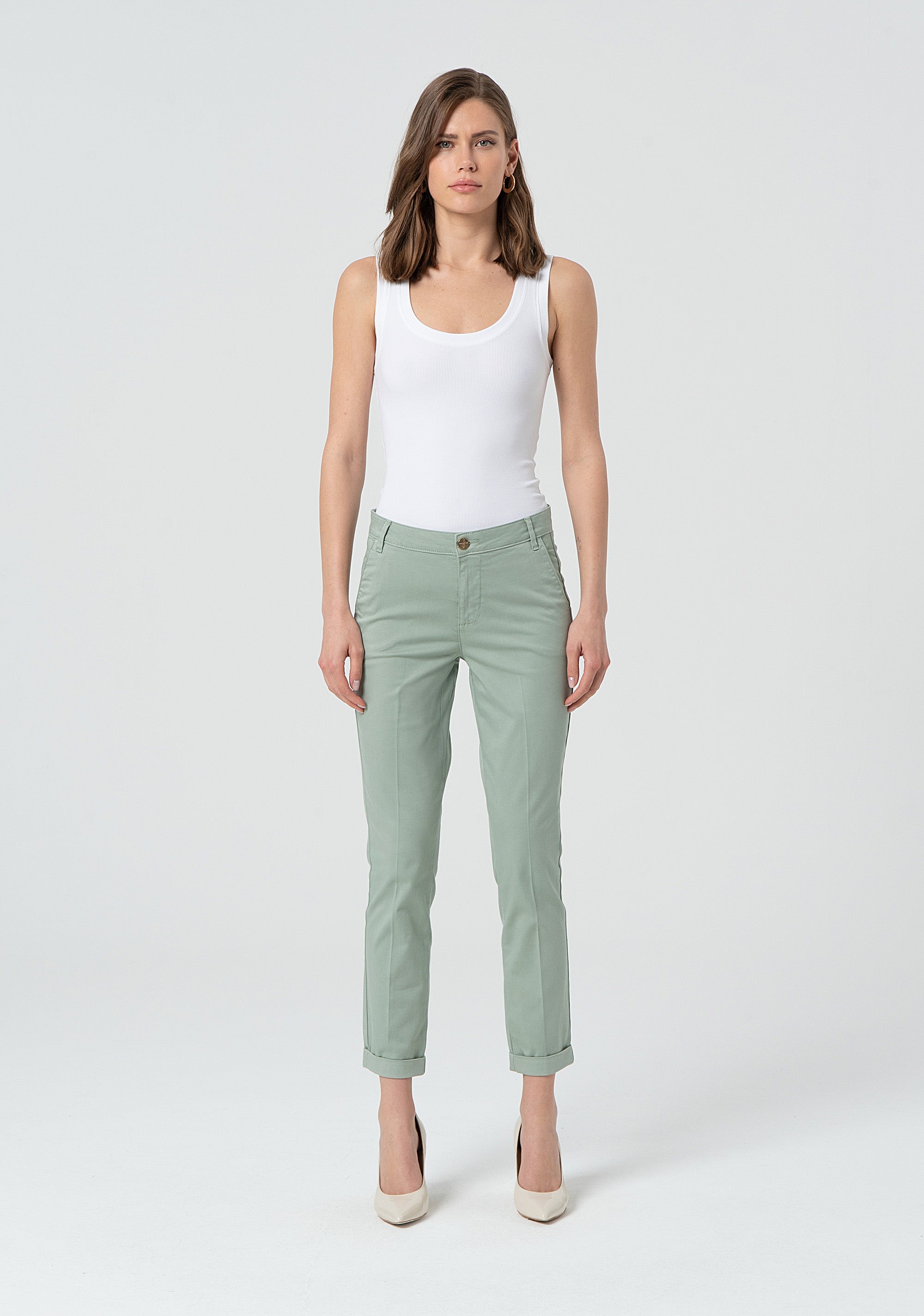 Pantalone regular in raso