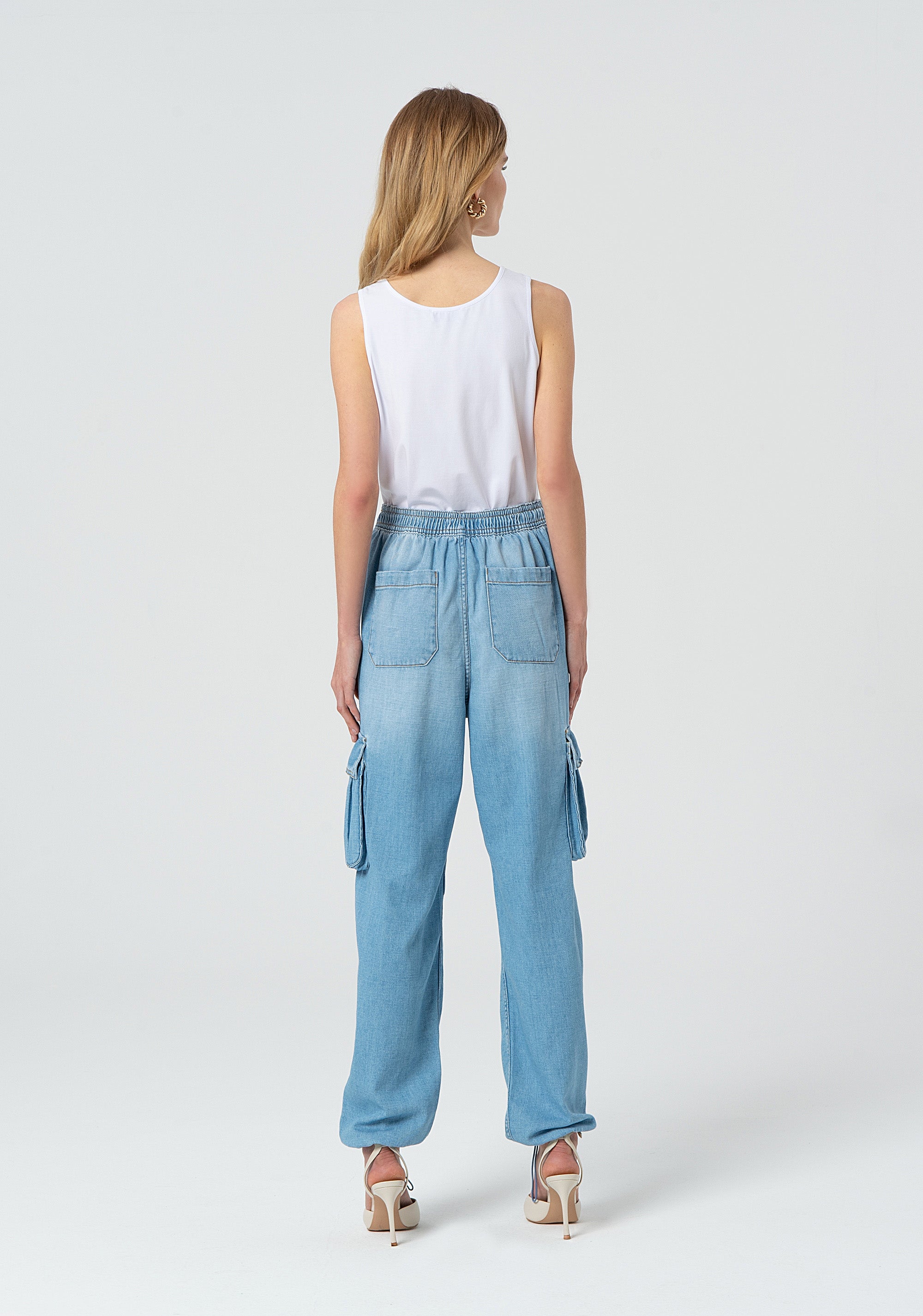 Jeans cargo in denim con lavaggio bleached FP25SVC004D46203-062 Fracomina