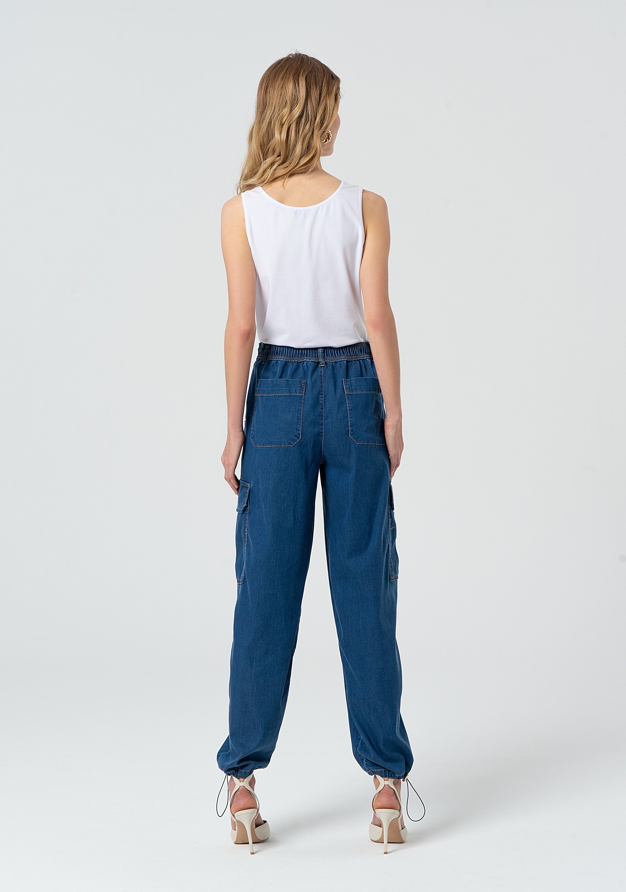 Jeans cargo in denim con lavaggio scuro FP25SVC006D46302-349 Fracomina