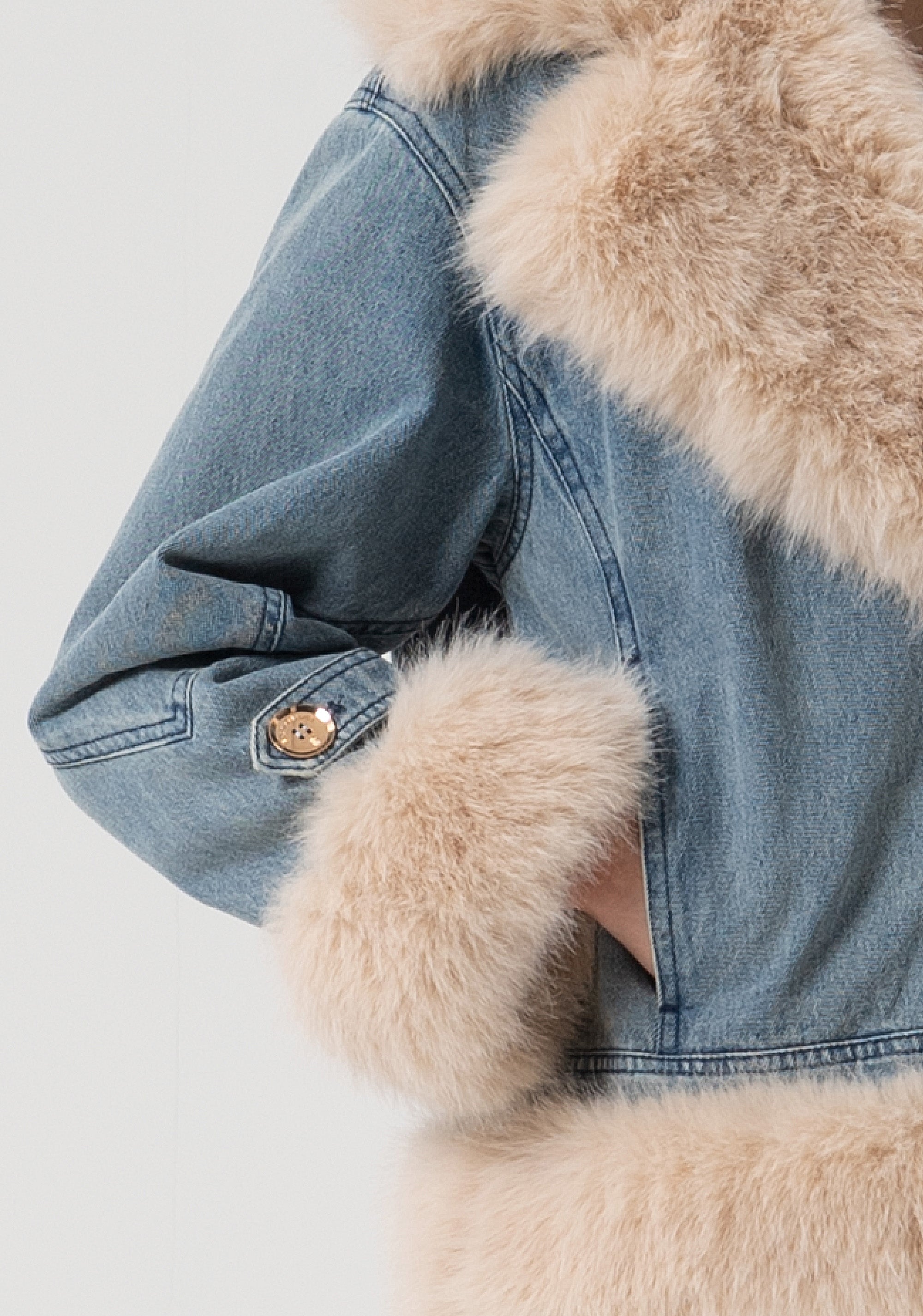 Giacca over modello biker in denim con lavaggio vintage FP25WJ4010D40904-337 Fracomina