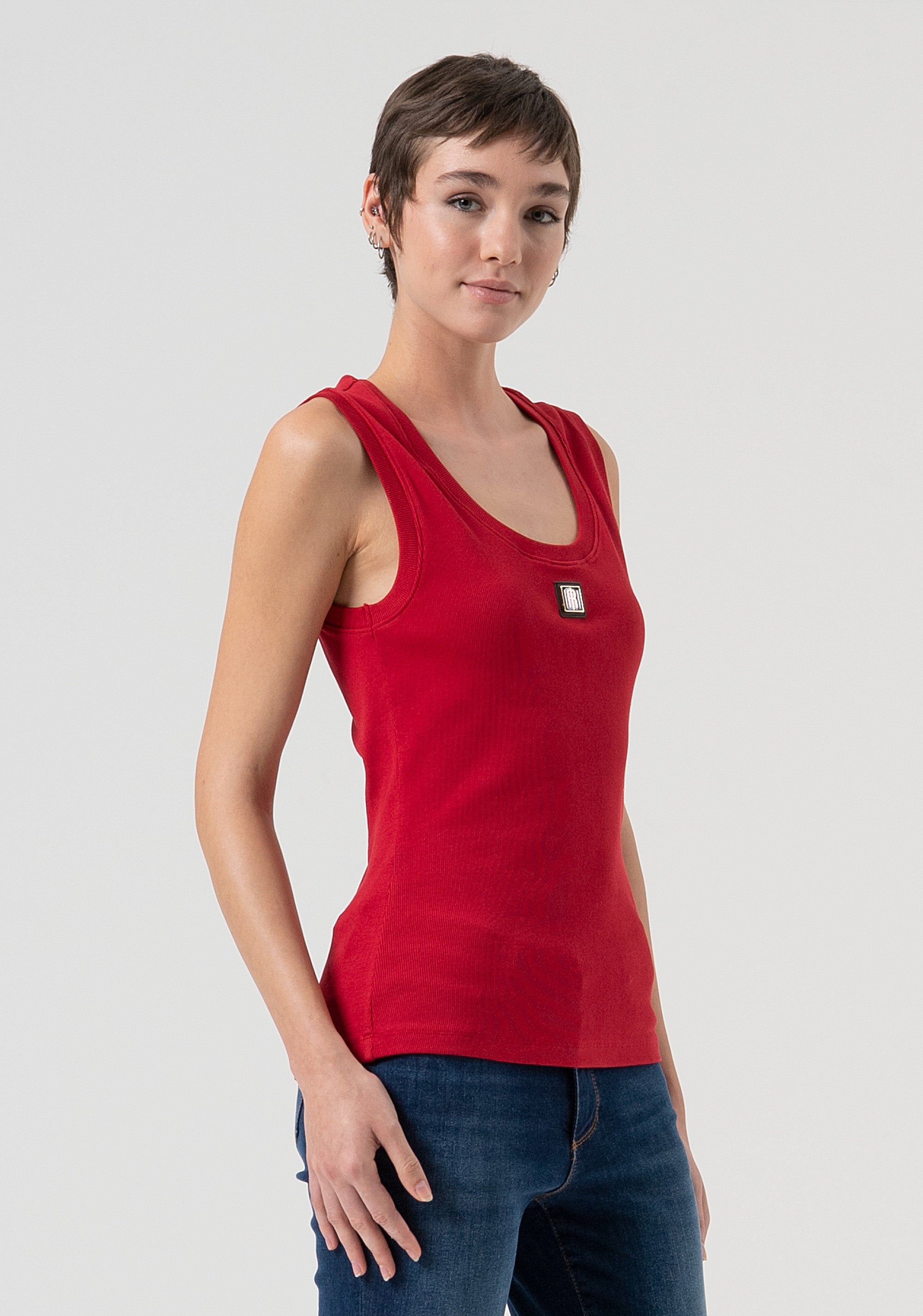 Top senza maniche in jersey di cotone FP25WT2001J40101-T51 Fracomina