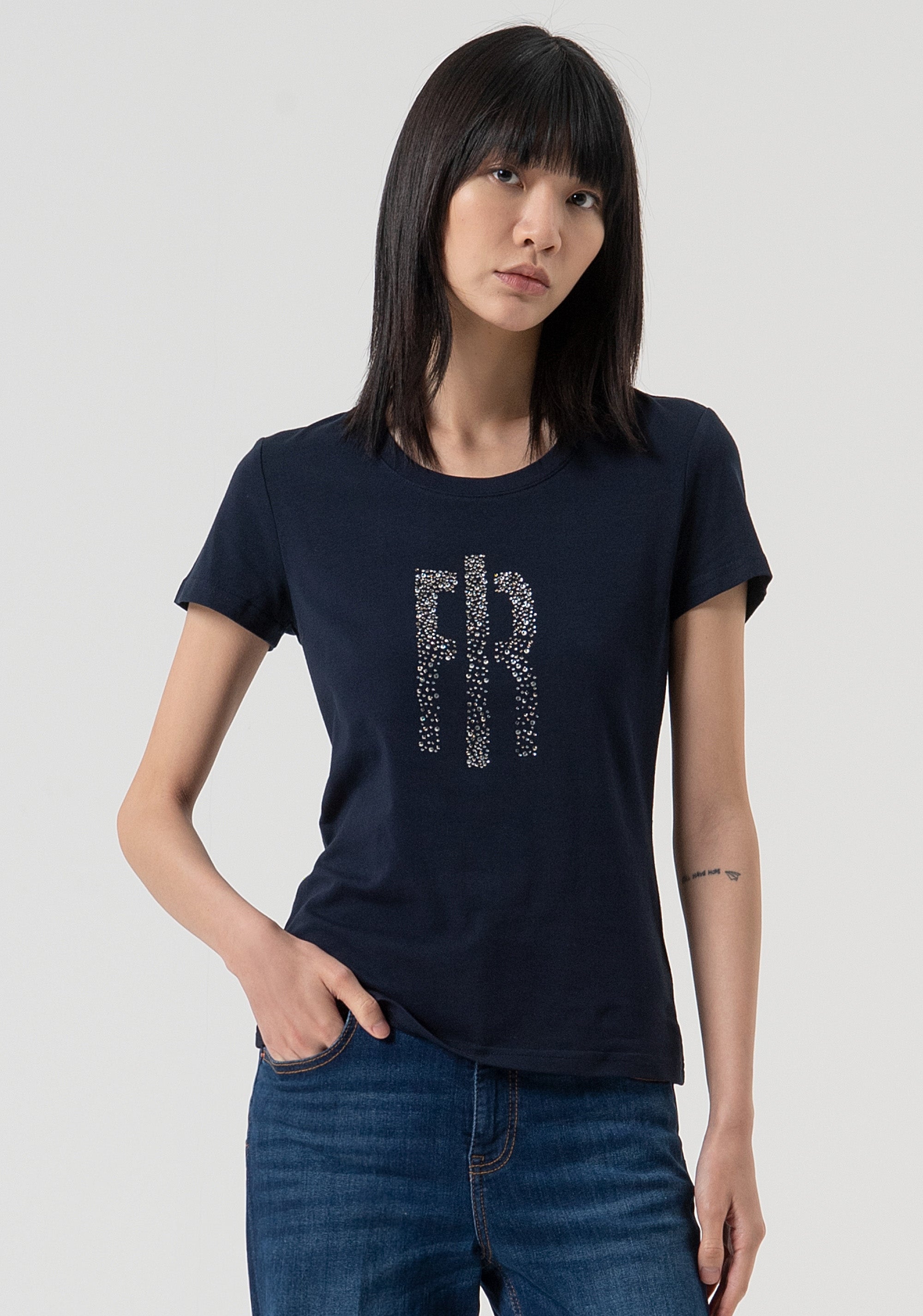 T-shirt slim in jersey di cotone FP25WT3002J401N5-117 Fracomina
