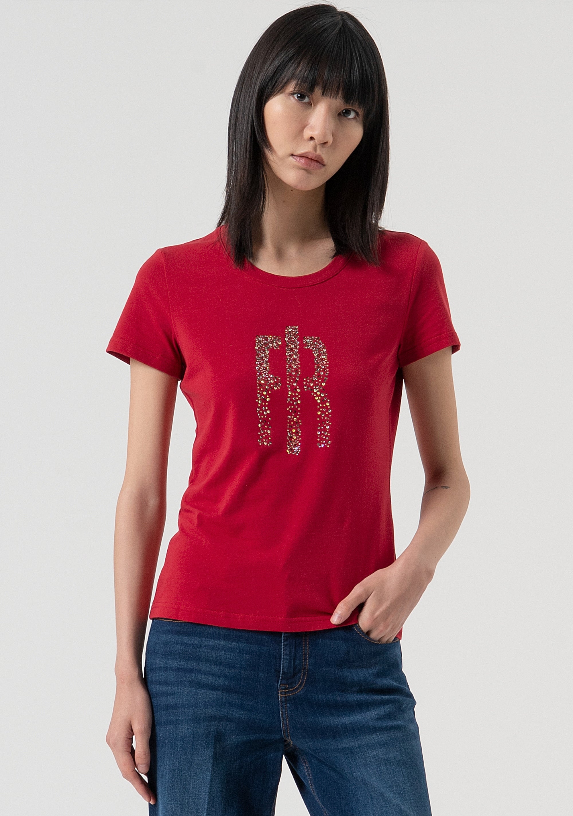 T-shirt slim in jersey di cotone FP25WT3002J401N5-T51 Fracomina
