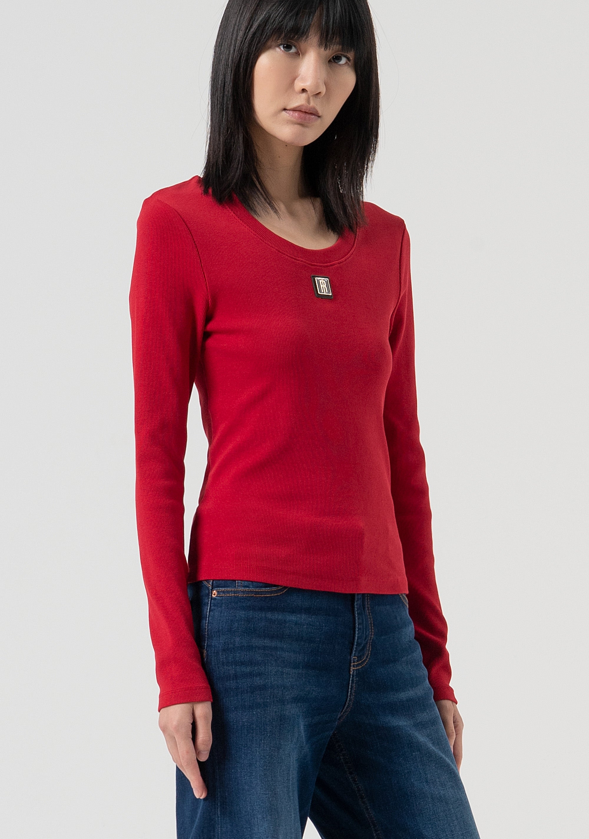 T-shirt slim in jersey di cotone FP25WT3034J40101-T51 Fracomina