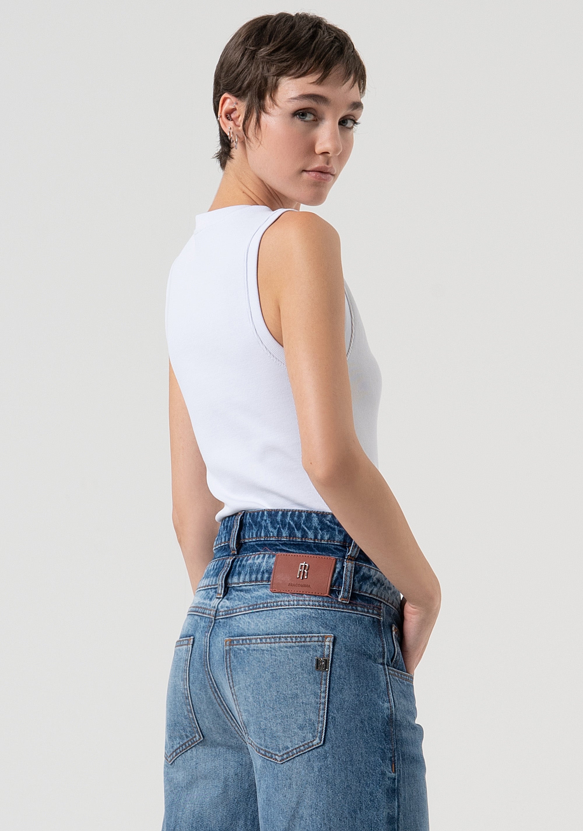 Jeans a palazzo in denim con lavaggio vintage FP25WV3020D41993-T63 Fracomina