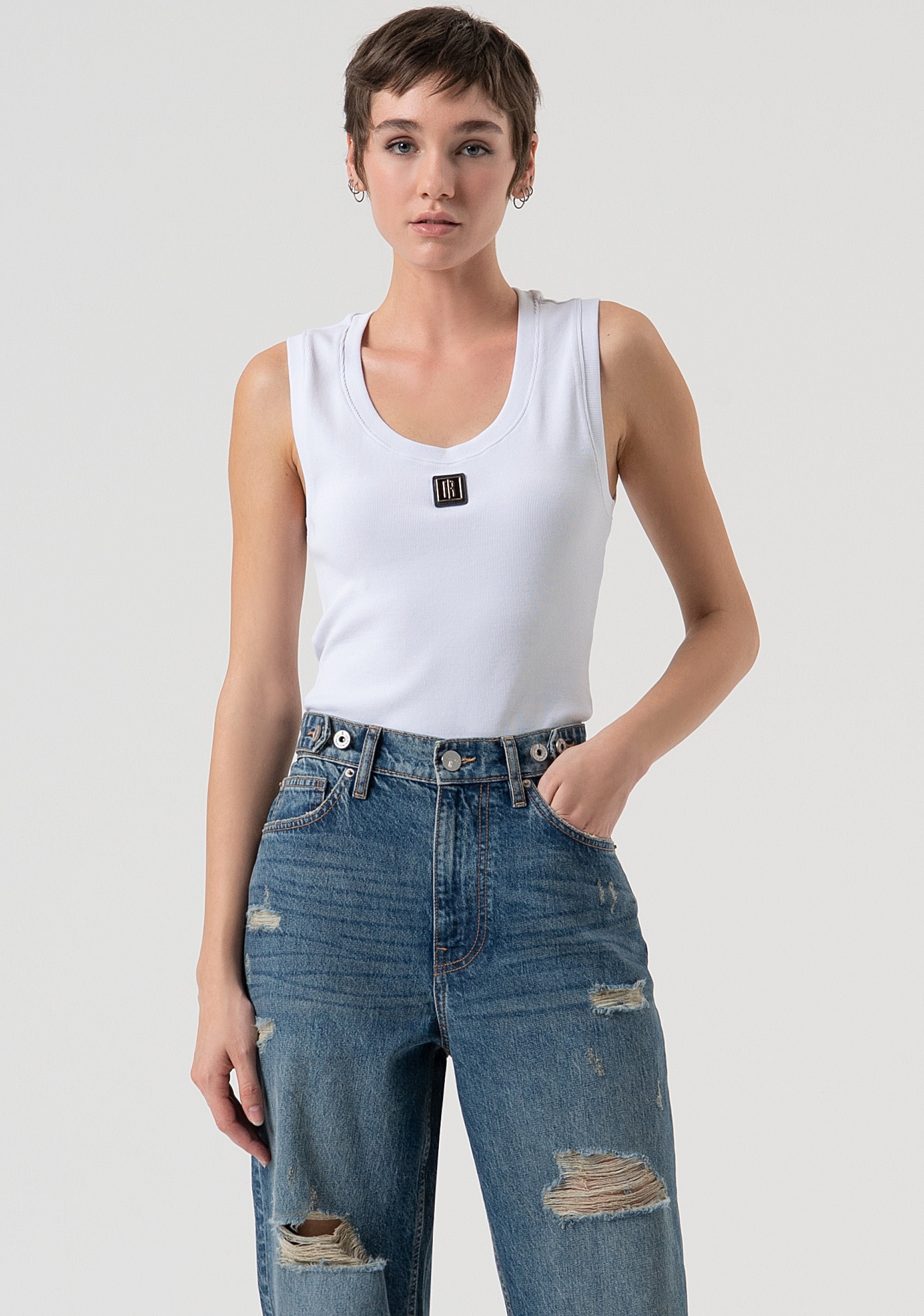 Jeans boyfriend in denim con lavaggio vintage FP25WV5007D41993-337 Fracomina