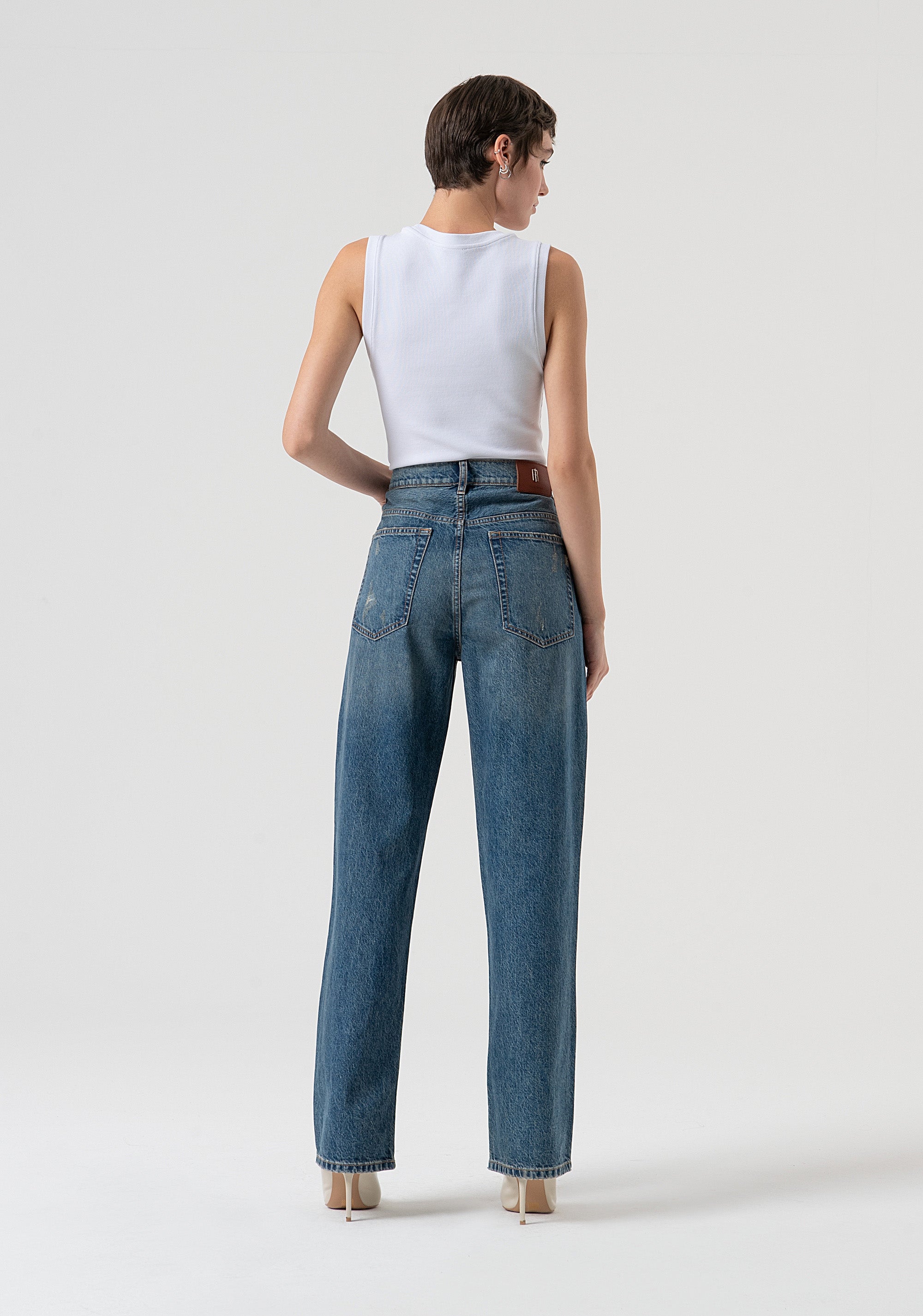 Jeans boyfriend in denim con lavaggio vintage FP25WV5007D41993-337 Fracomina