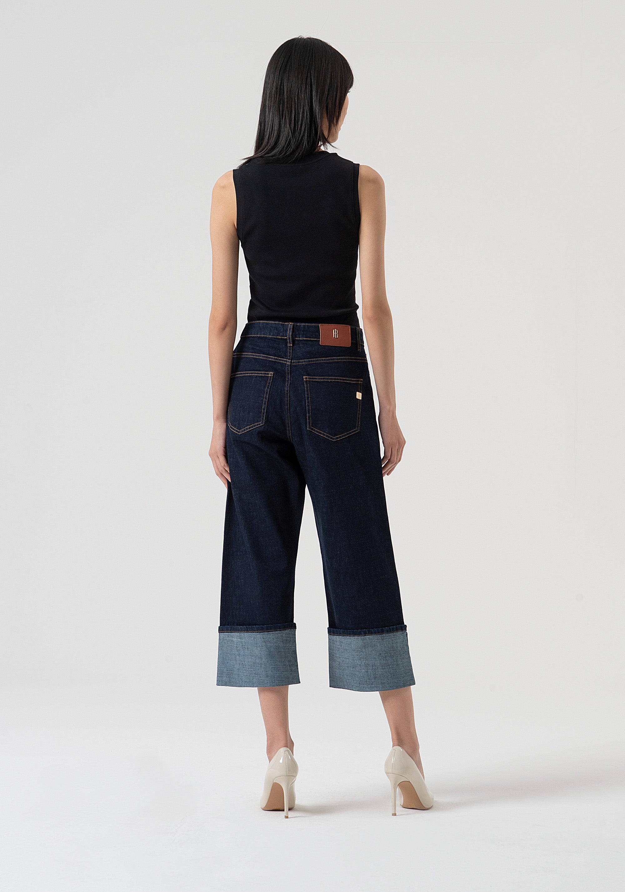 Jeans boyfriend cropped in denim con lavaggio raw FP25WV5008D40193-L23 Fracomina