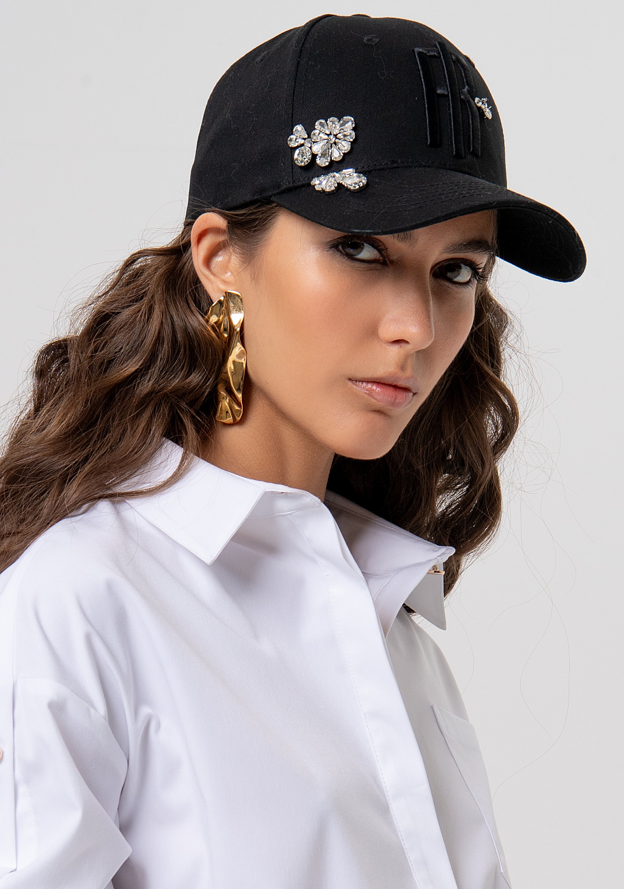 Cappello baseball in cotone con pietre luminose e logo FP26SA4001W825R9-053 Fracomina