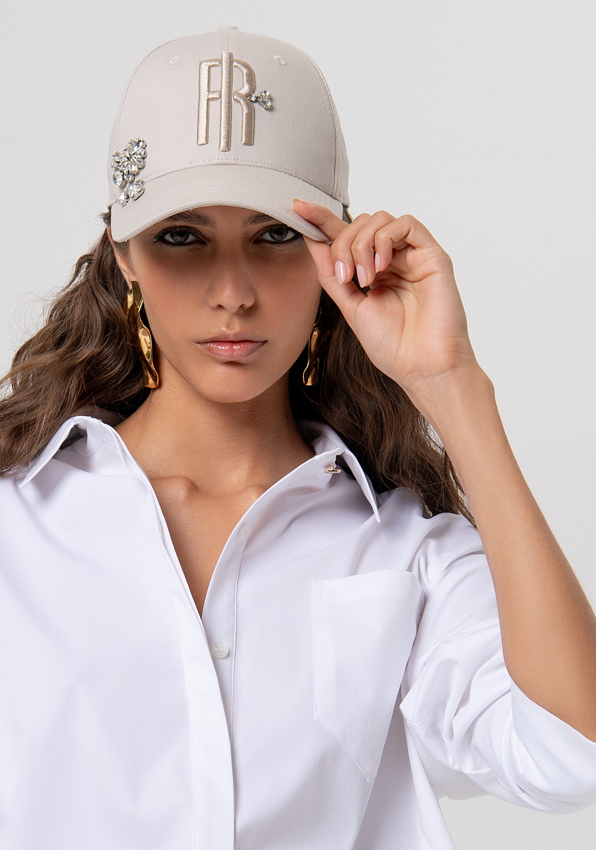 Cappello baseball in cotone con pietre luminose e logo FP26SA4001W825R9-251 Fracomina