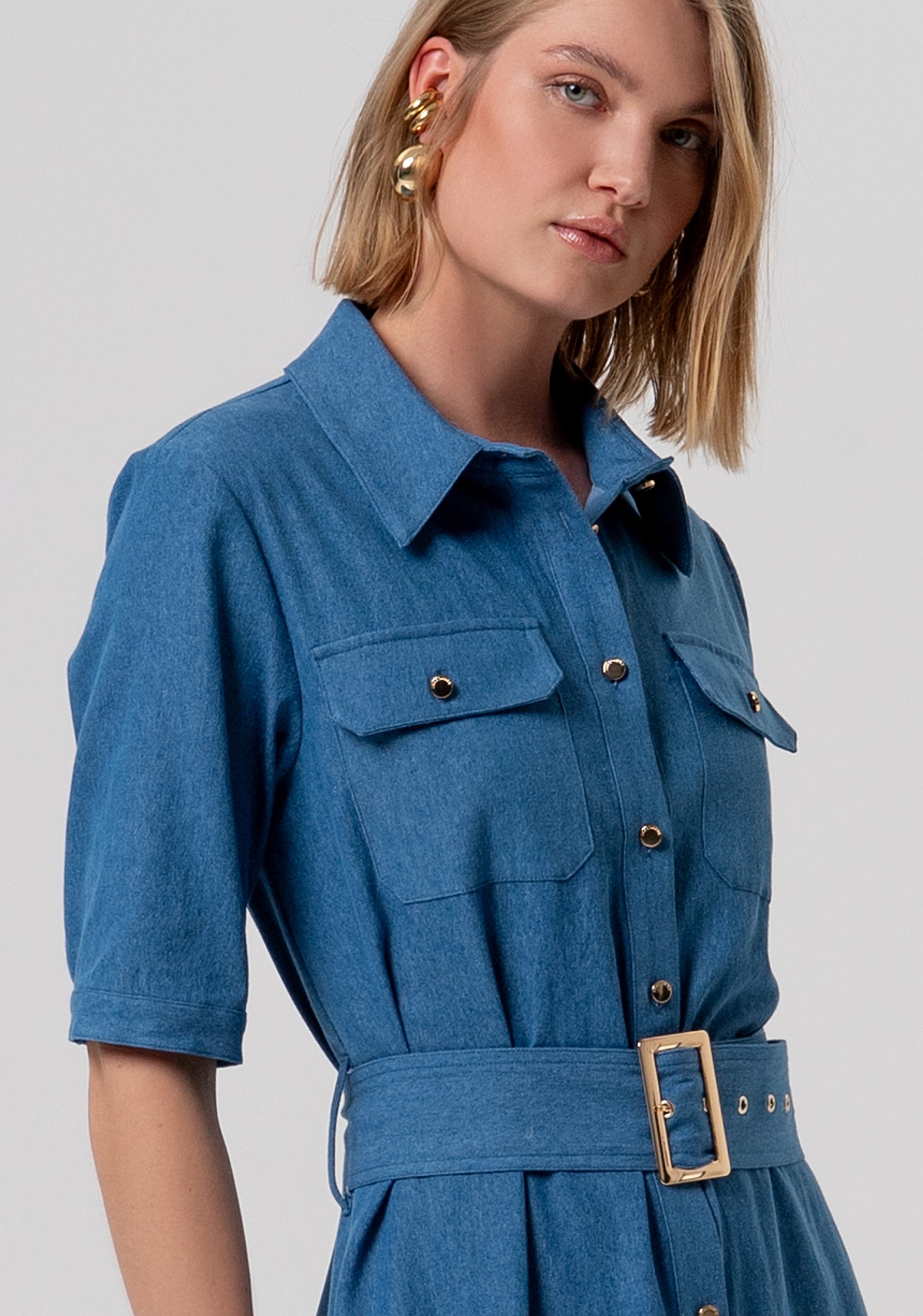 Abito regular modello chemisier lungo in cotone FP26SD3021D46802-349 Fracomina