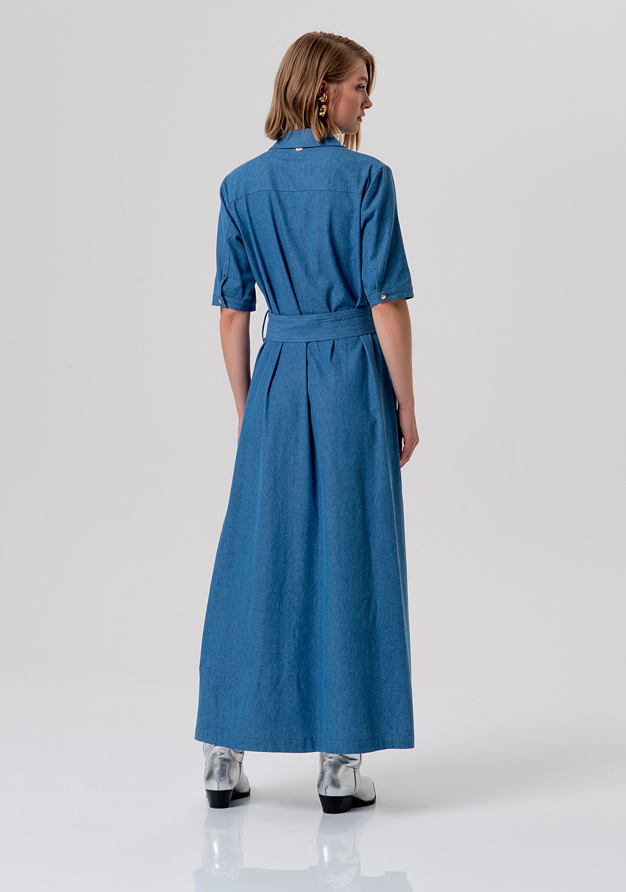 Abito regular modello chemisier lungo in cotone FP26SD3021D46802-349 Fracomina