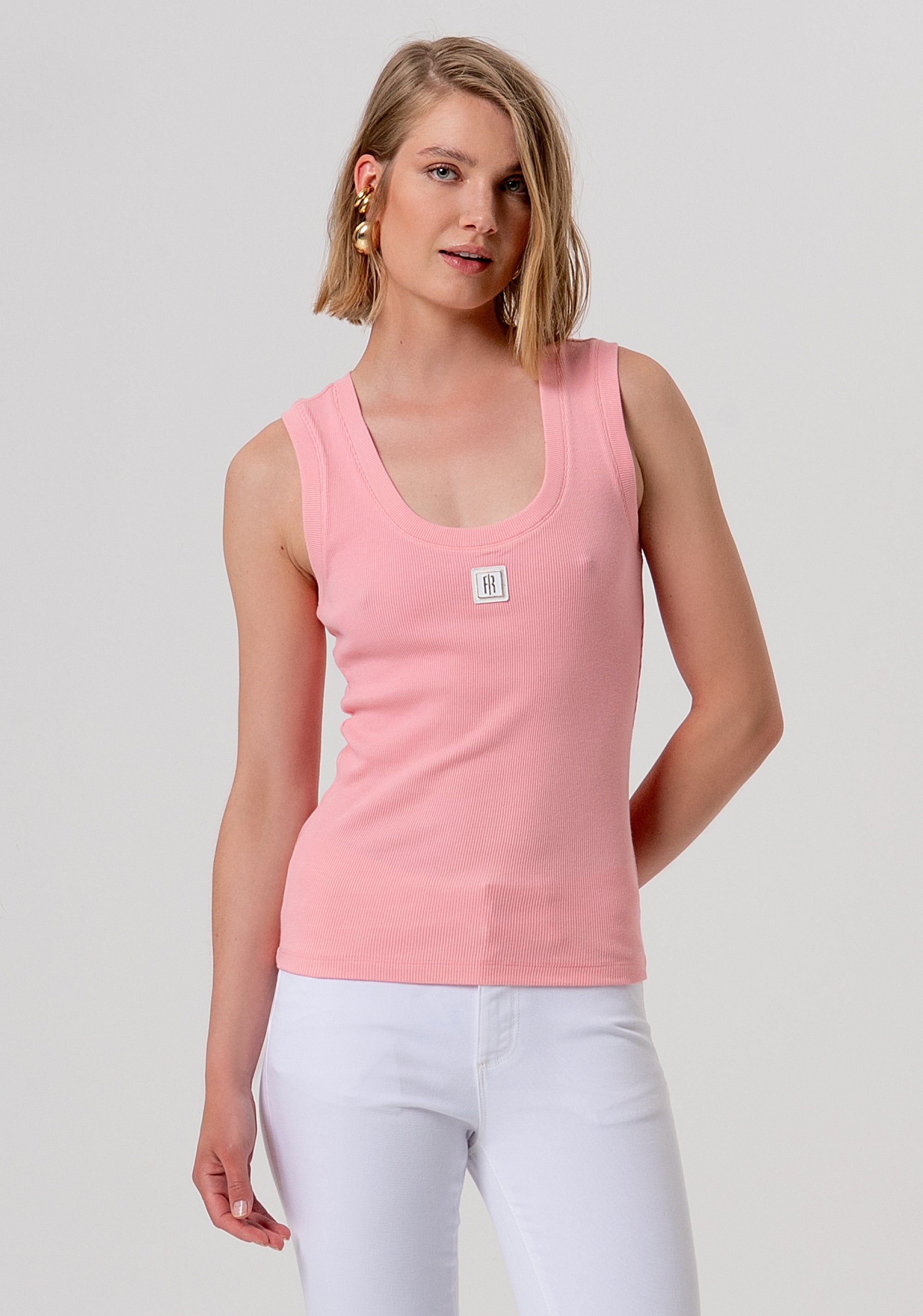 Top senza maniche aderente a costine FP26ST2001J40101-107 Fracomina