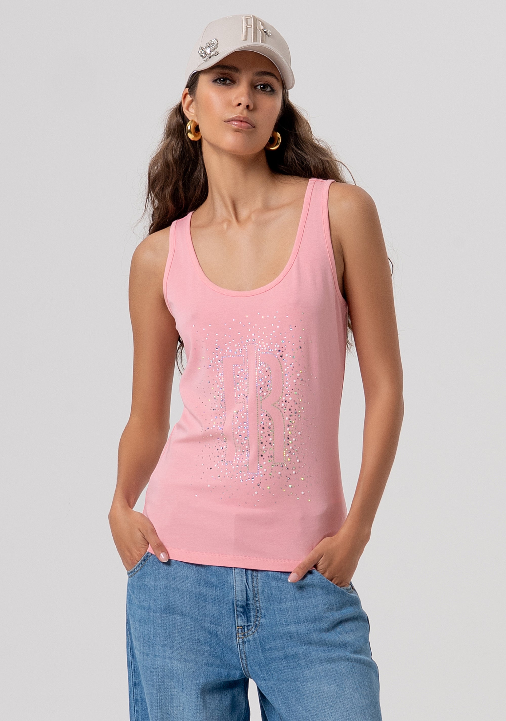 Top senza maniche in jersey di cotone FP26ST2010J401N5-107 Fracomina