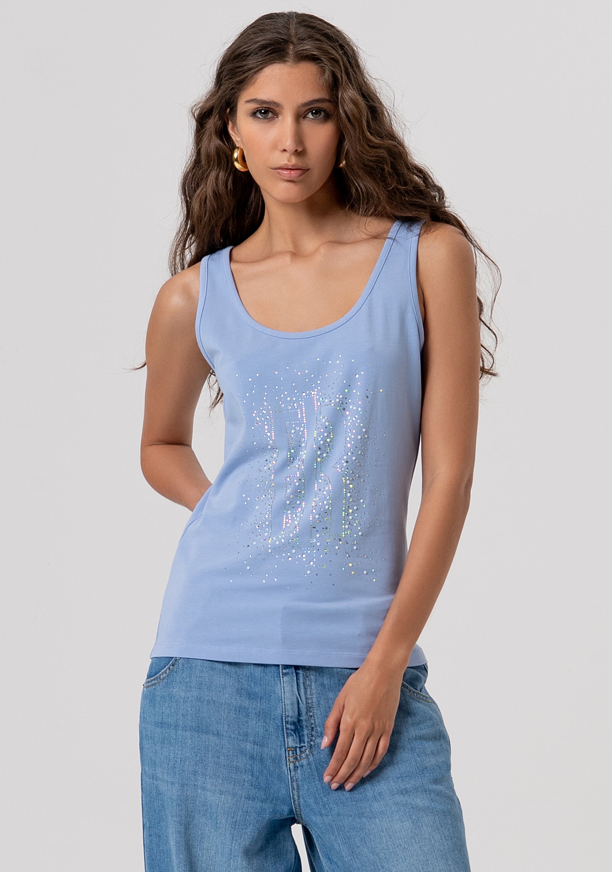 Top senza maniche in jersey di cotone FP26ST2010J401N5-175 Fracomina