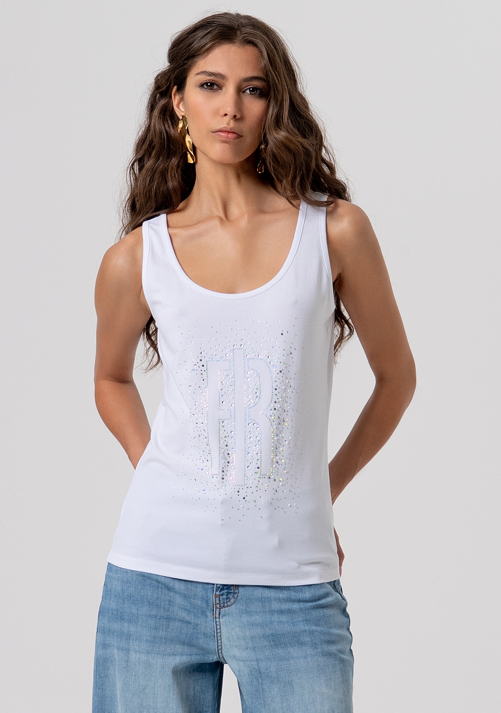 Top senza maniche in jersey di cotone FP26ST2010J401N5-278 Fracomina