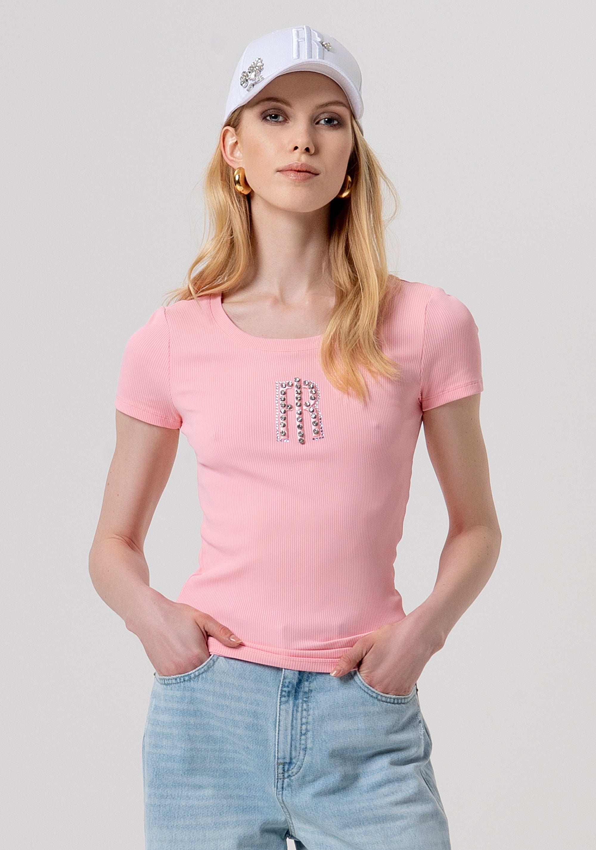 T-shirt slim a costine FP26ST3001J42701-107 Fracomina