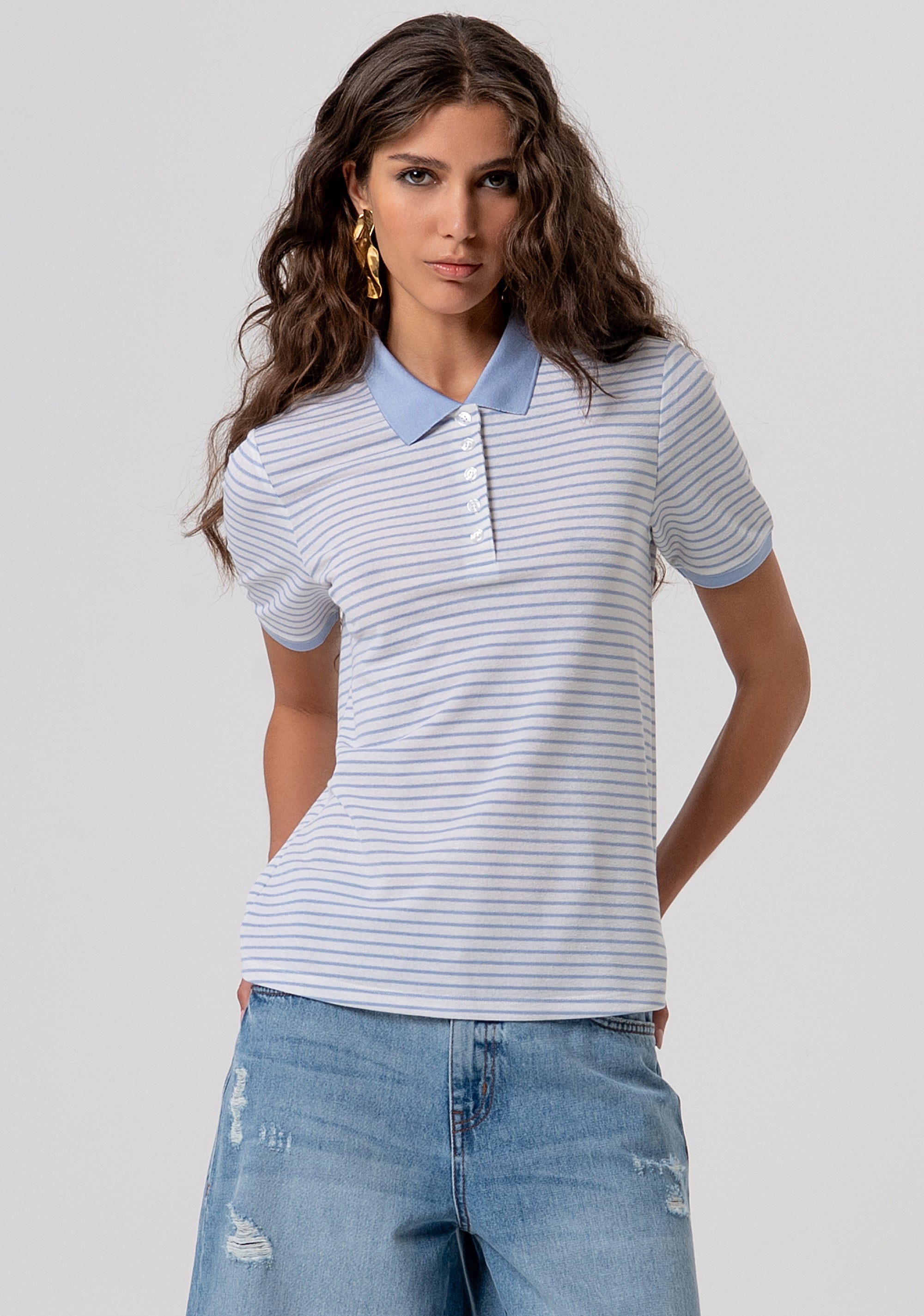 Polo t-shirt regular a righe FP26ST3021J490N8-I24 Fracomina