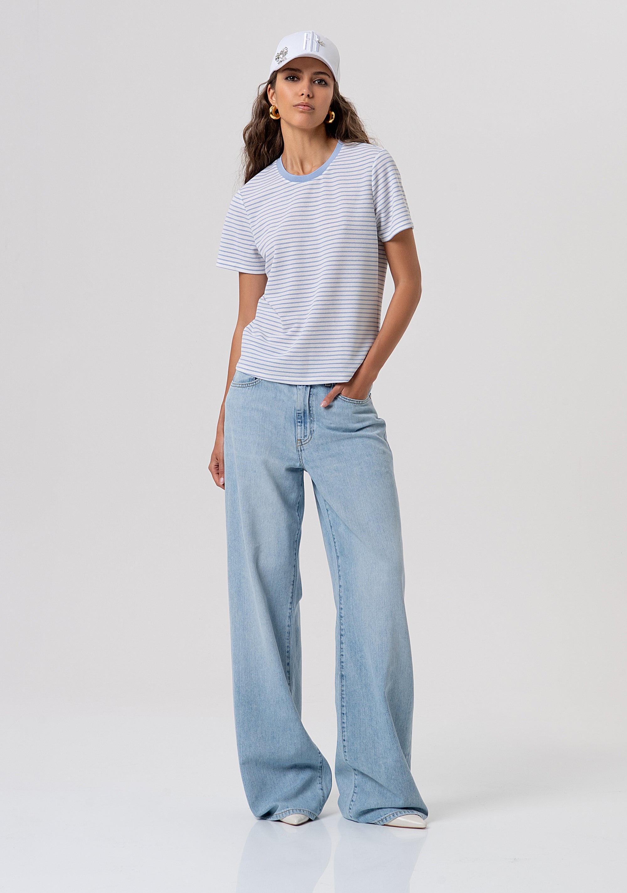 T-shirt regular a righe FP26ST3024J490N8-I24 Fracomina