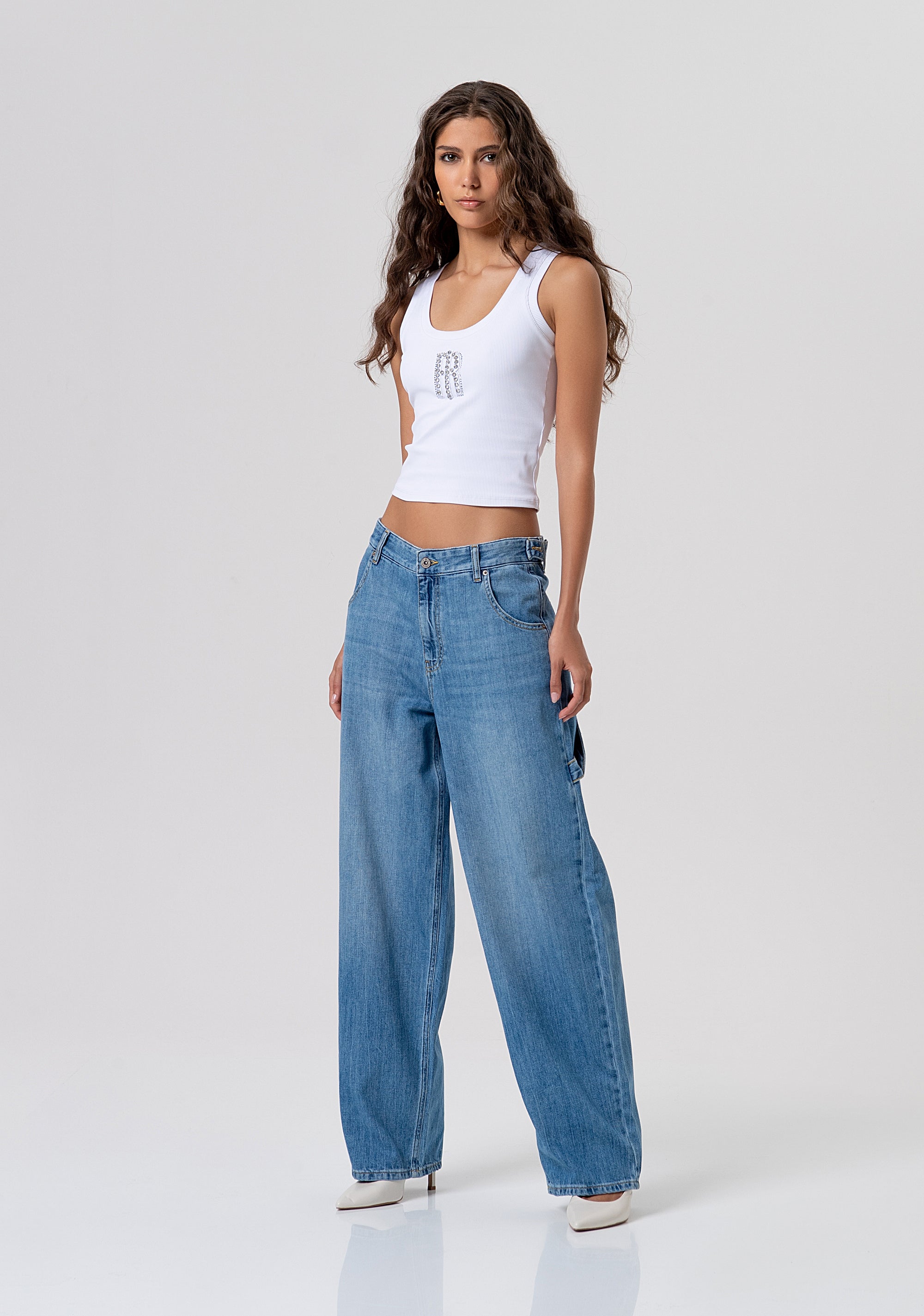 Jeans carrot in denim con lavaggio chiaro FP26SV2005D41902-258 Fracomina