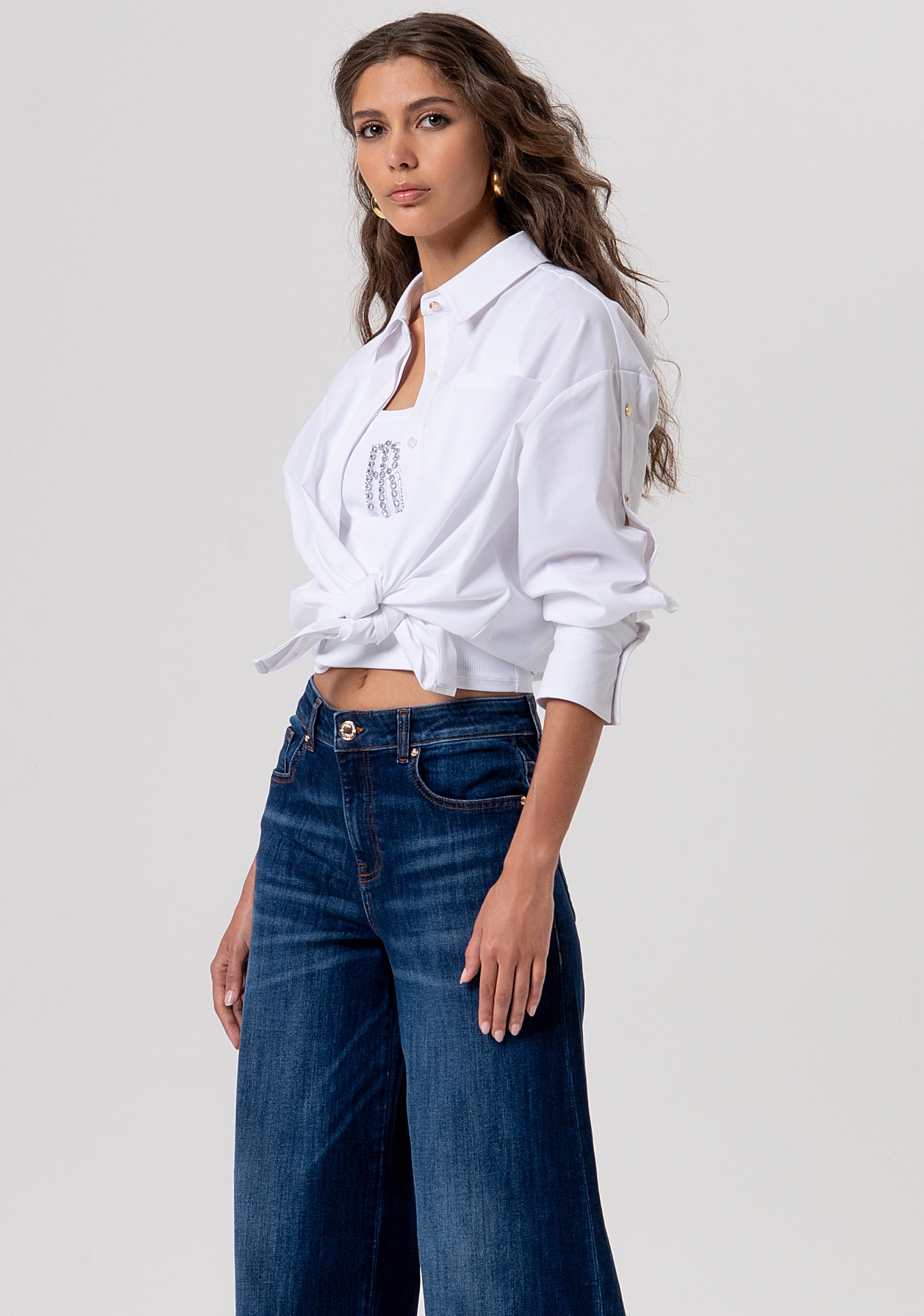 Jeans flare in denim con lavaggio medio FP26SV3015D46401-117 Fracomina