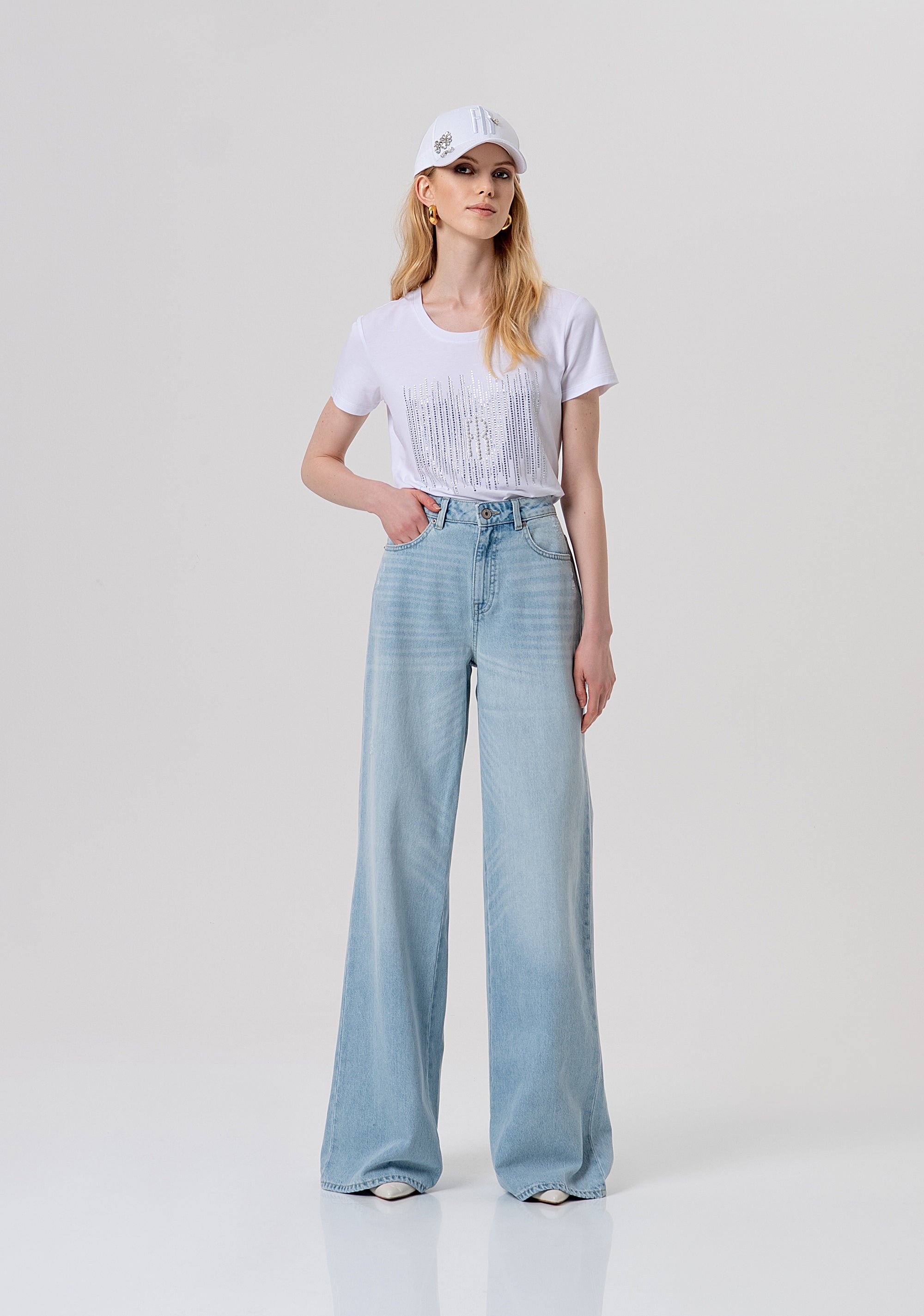 Jeans flare in denim con bleached FP26SV3015D47103-062 Fracomina