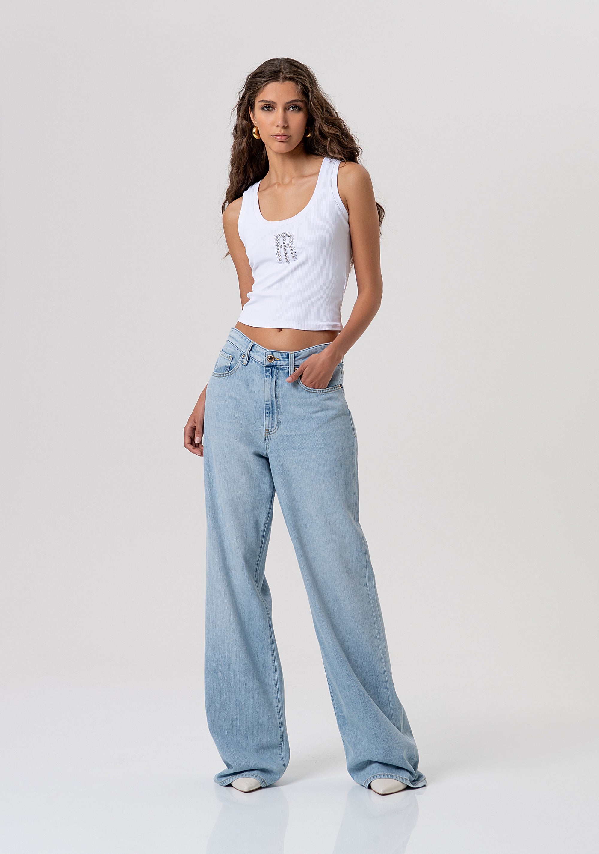 Jeans flare in denim con lavaggio bleached FP26SV3023D41903-062 Fracomina