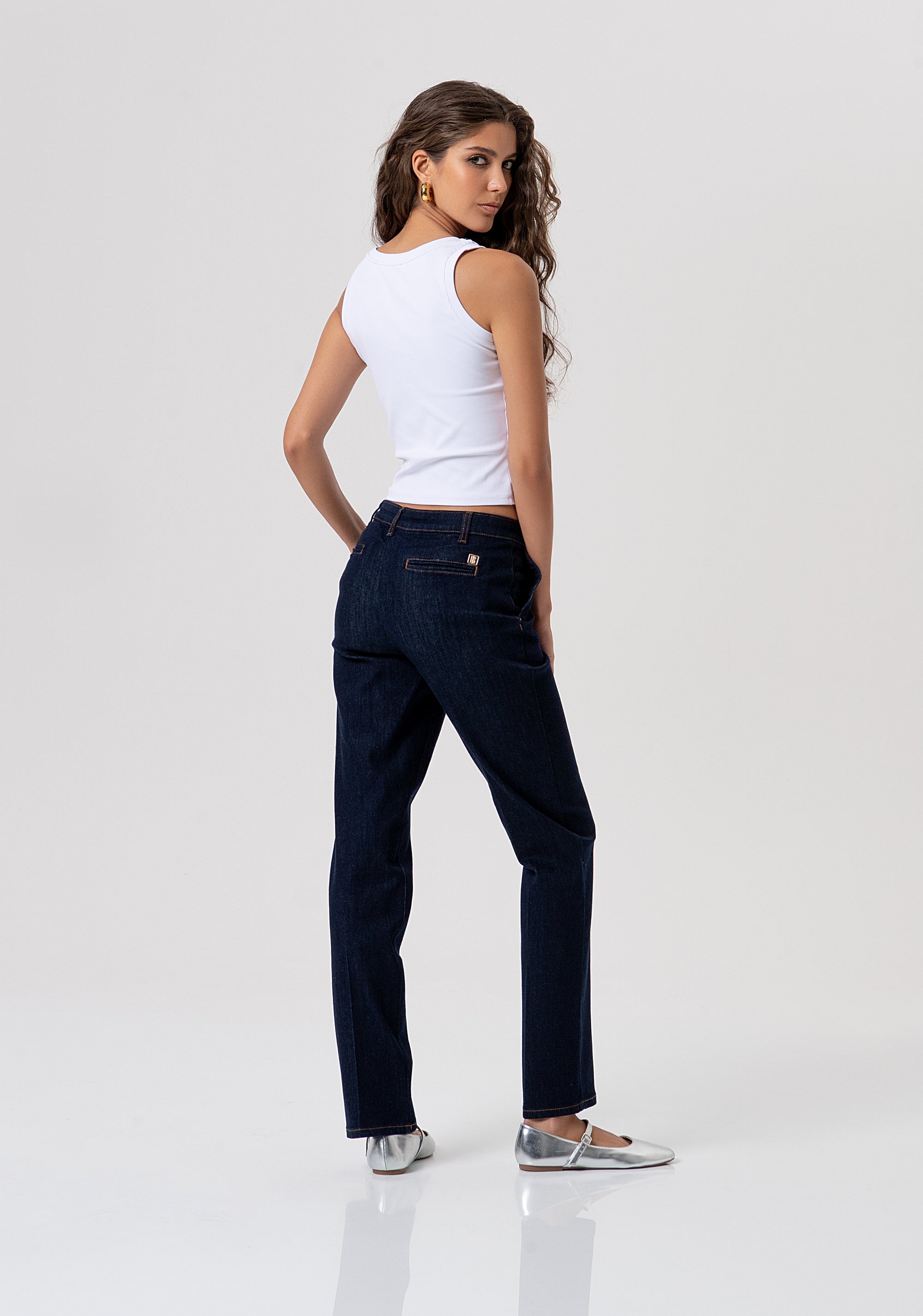 Jeans regular modello chino in denim con lavaggio raw FP26SV4001D46493-L23 Fracomina