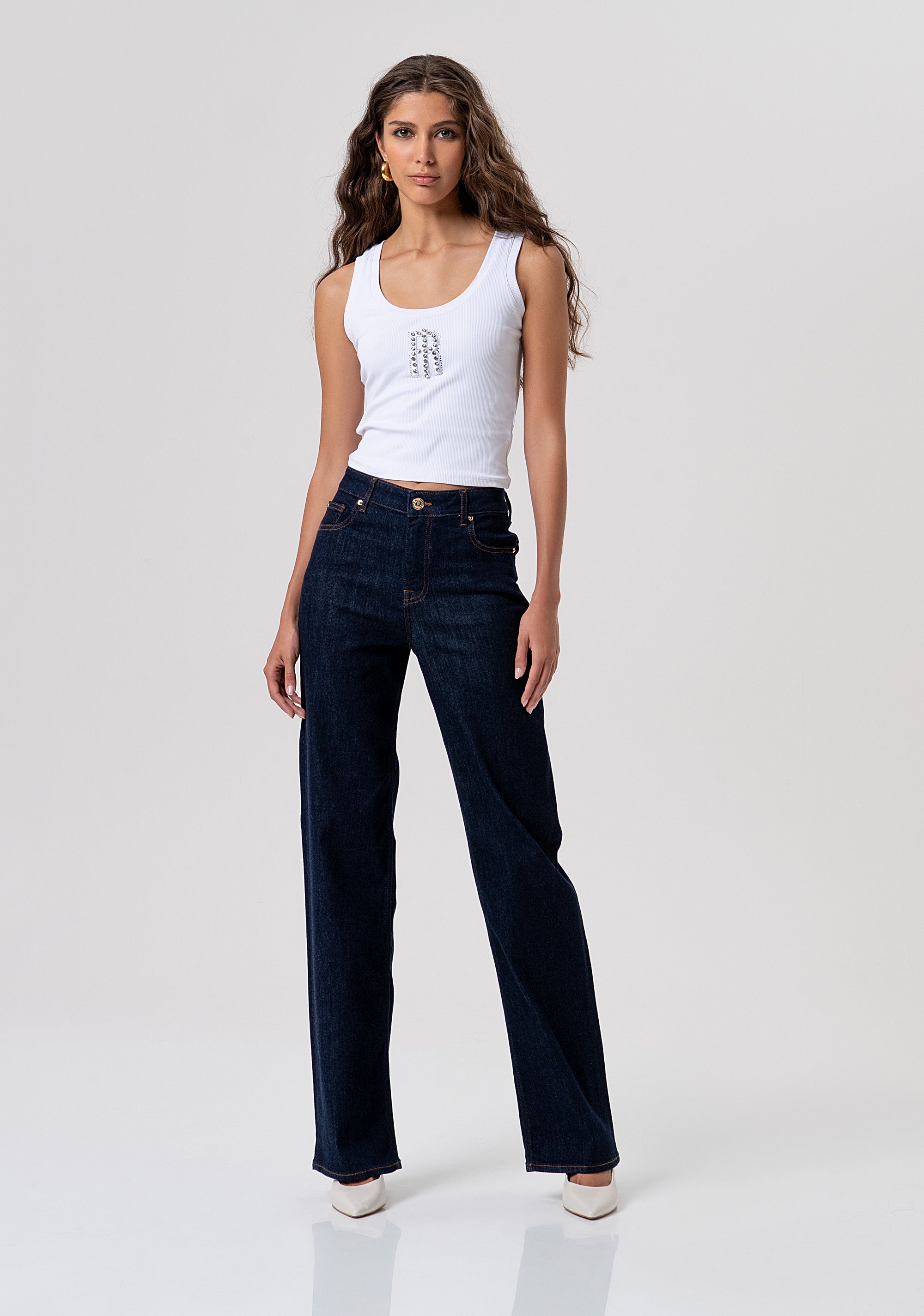 Jeans flare effetto push up in denim con lavaggio raw FP26SV8050D46493-L23 Fracomina