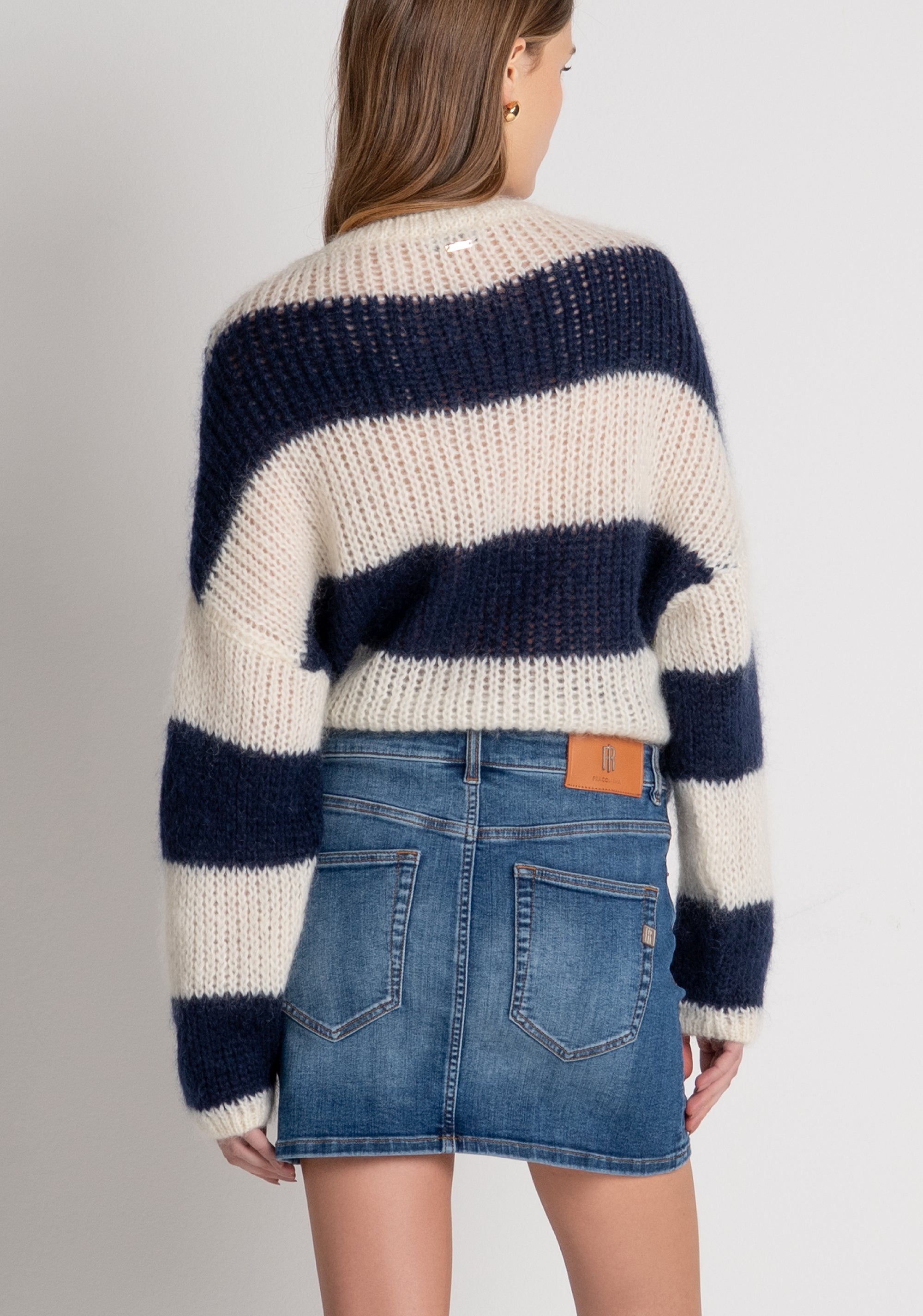Gonna slim mini in denim con lavaggio medio FRACOMINA — immagine 4 di 6