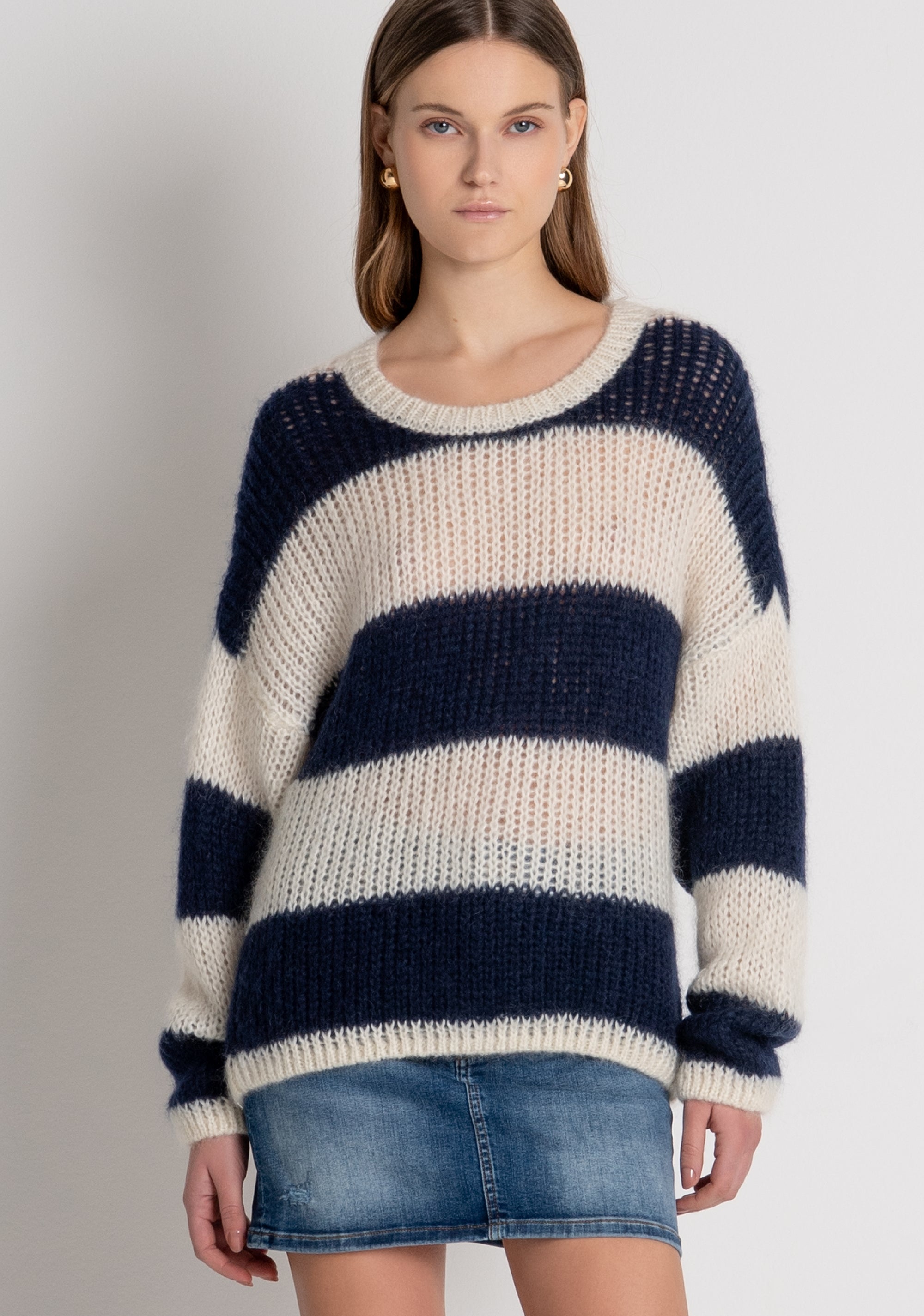 Maglia regular a righe con lana e mohair FP26WT7045K566N8 FRACOMINA