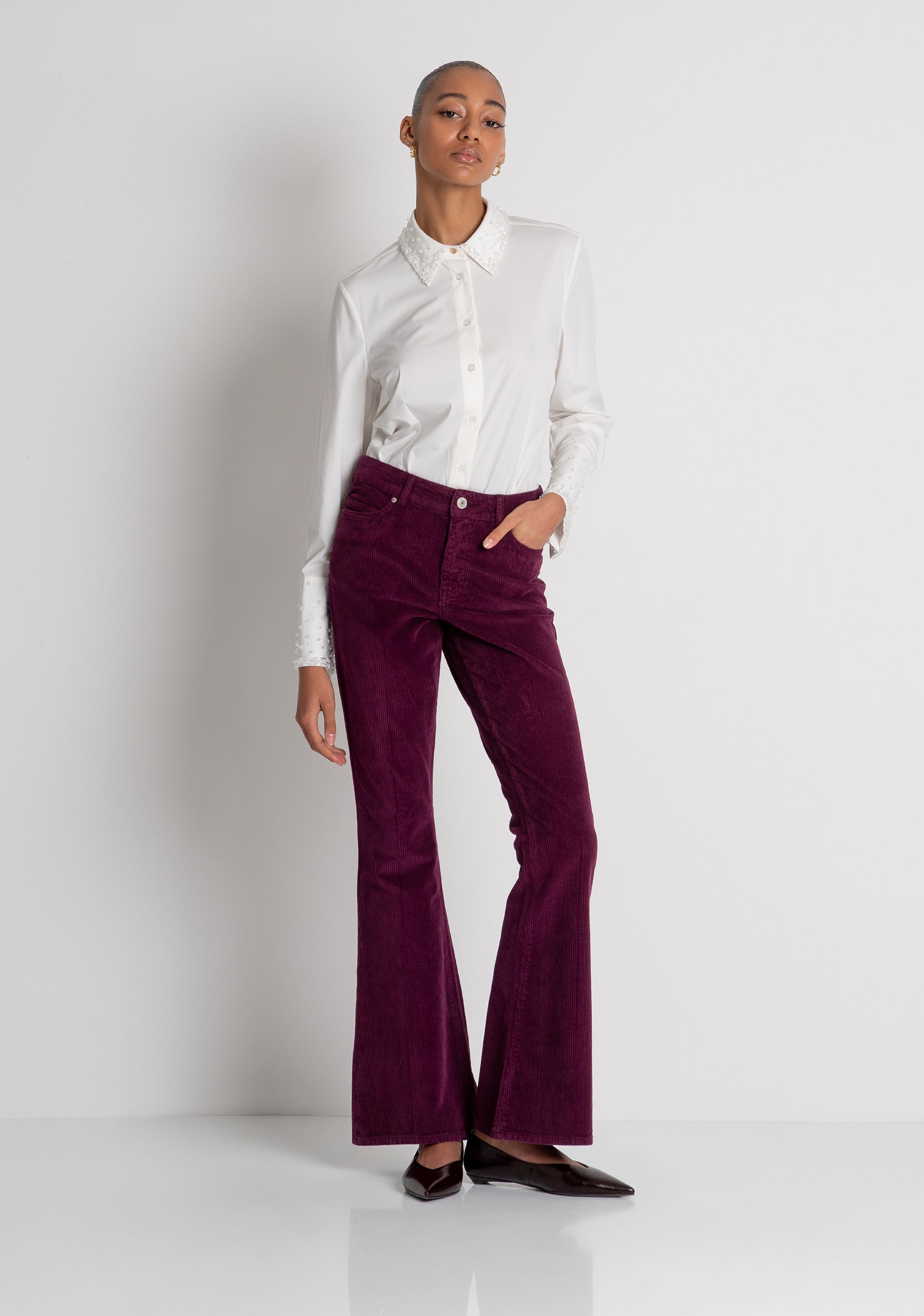 Pantalone bootcut in velluto a coste FRACOMINA — immagine 2 di 6