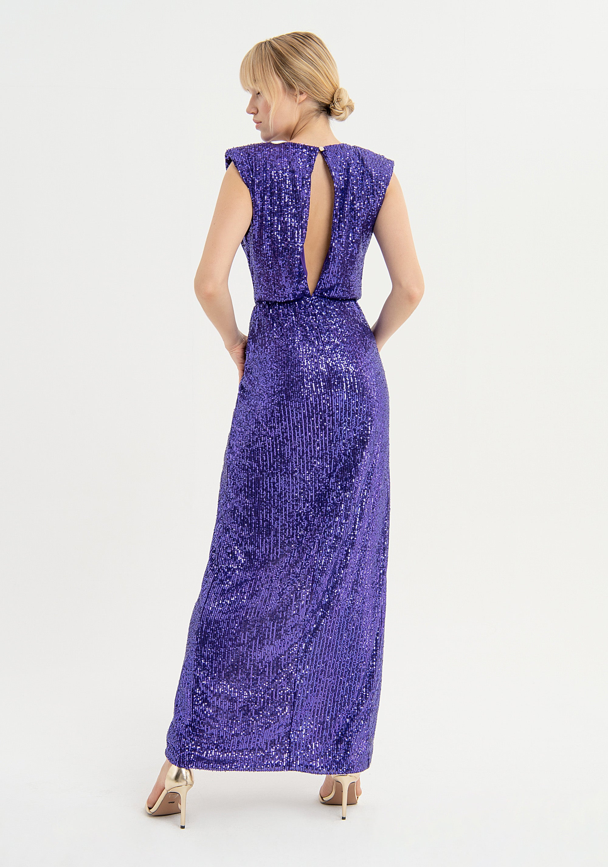 Abito regular lungo in paillettes