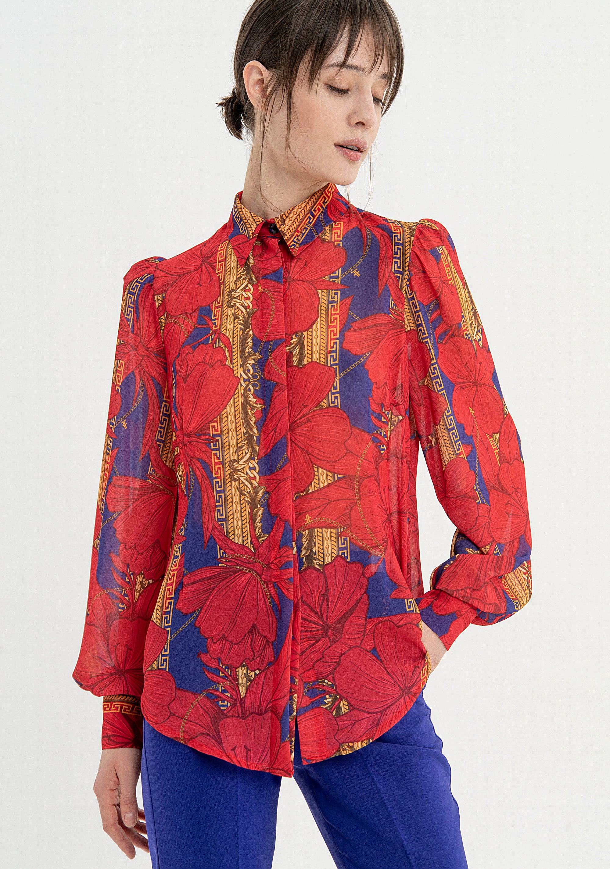 Camicia regular in fantasia floreale FQ23WT6004W412N4 FRACOMINA