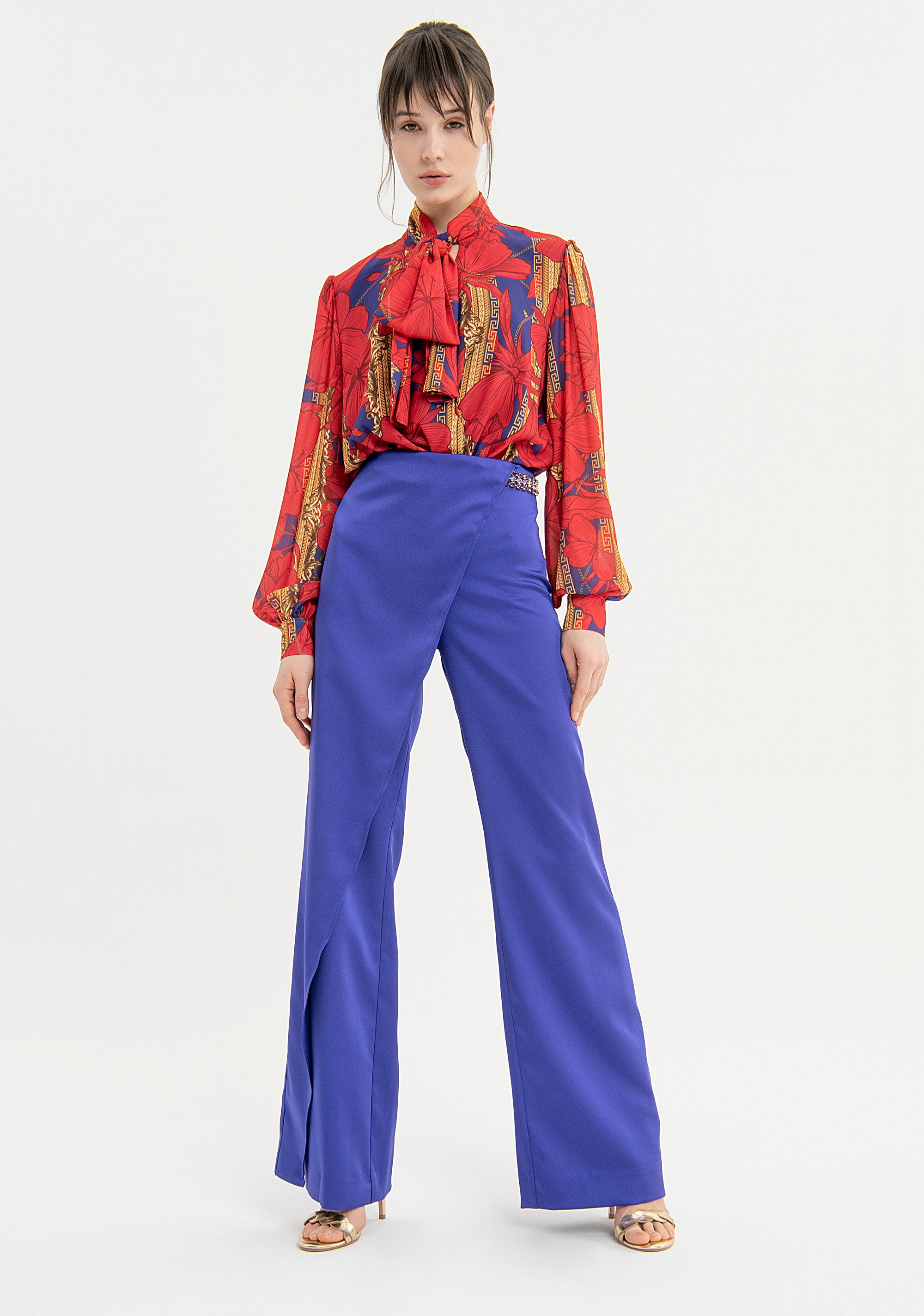 Pantalone ampio a palazzo in raso FQ23WV3003W47001 Fracomina