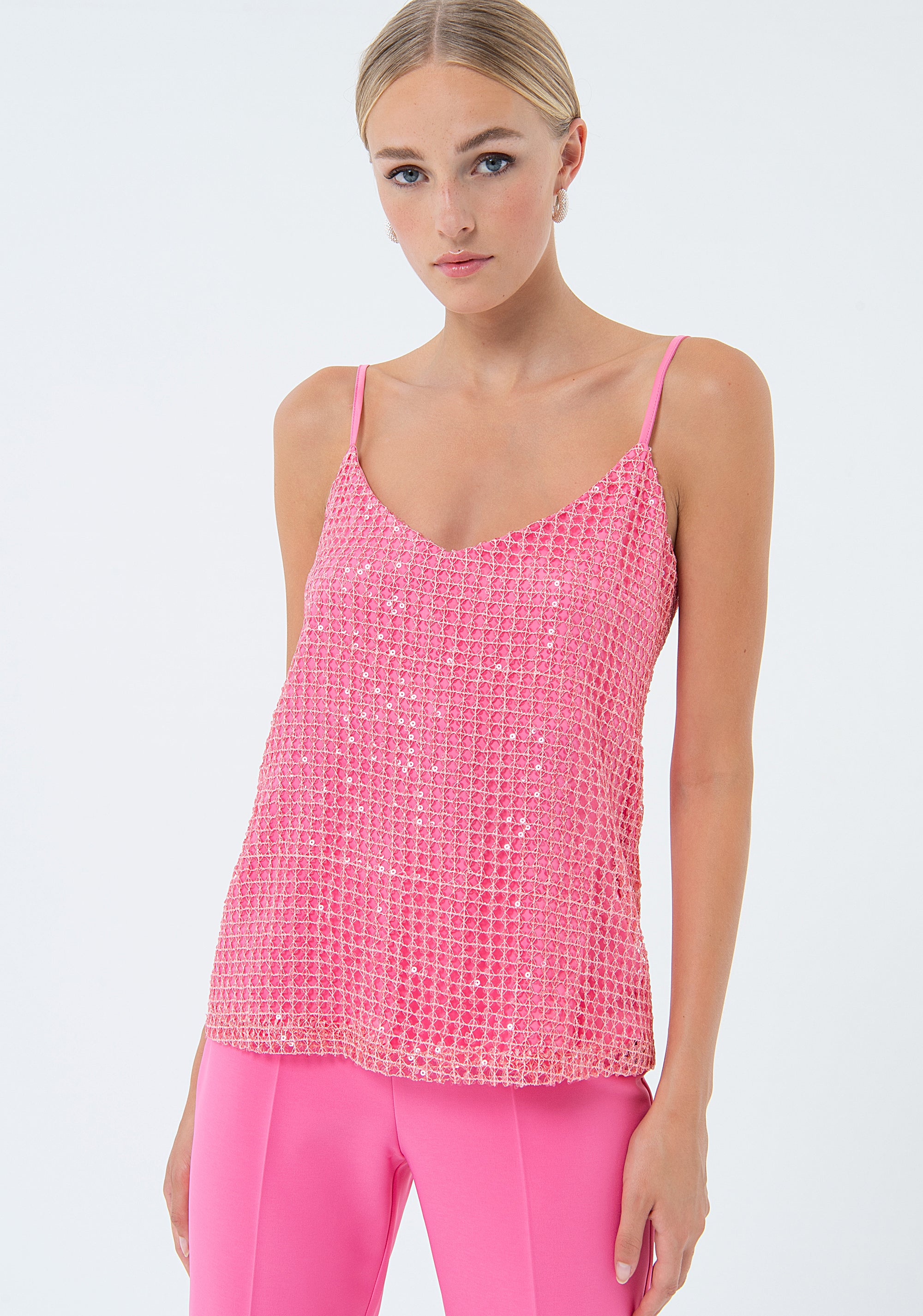Top senza maniche in tessuto con paillettes FQ24ST2003W708N6 Fracomina