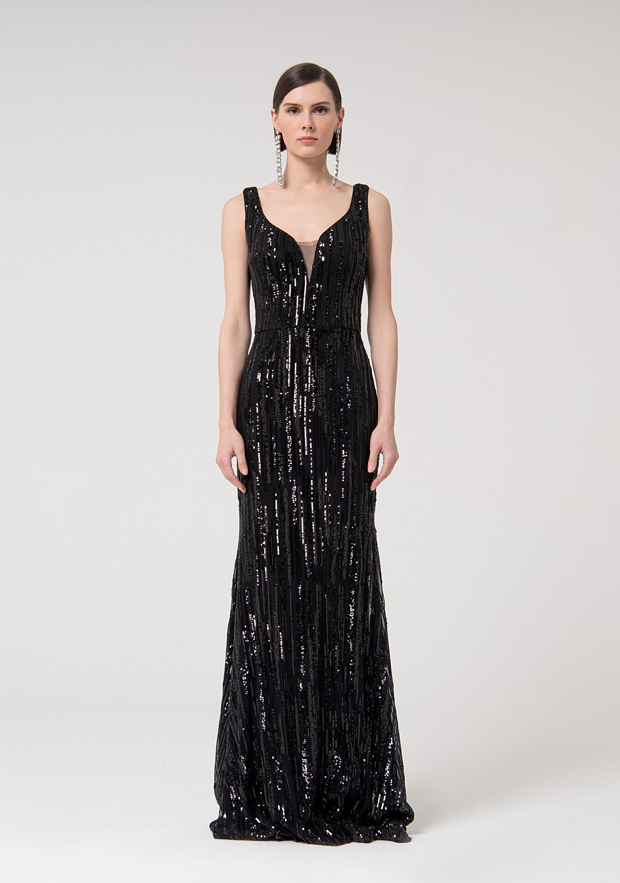 Abito senza maniche lungo in paillettes FQ24WD3014W53601 FRACOMINA