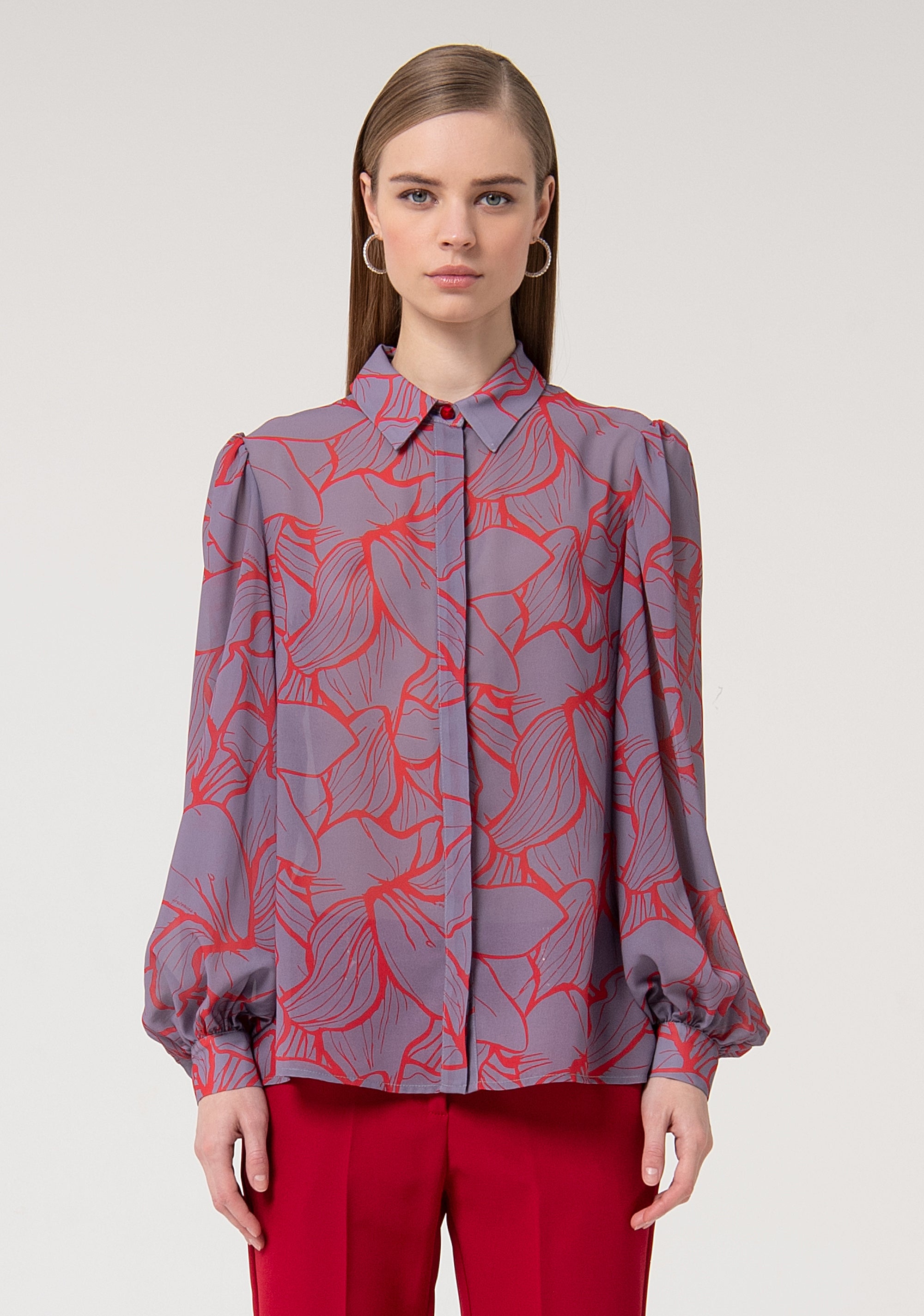Camicia regular in fantasia floreale FQ24WT6004W710K2-S94 Fracomina