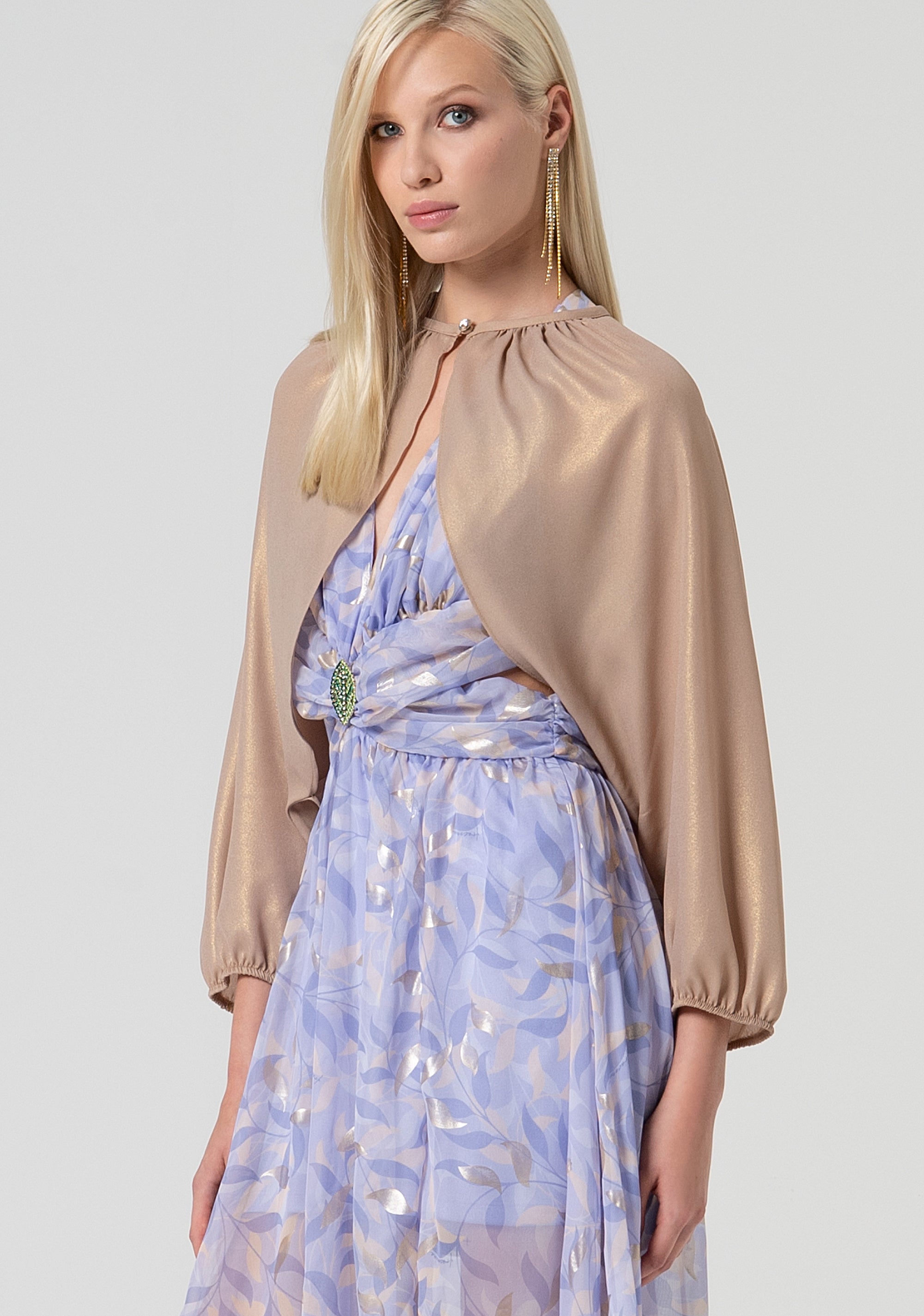 Bolero regular in georgette metallizzata FQ25SJ1002W412L9-050 Fracomina