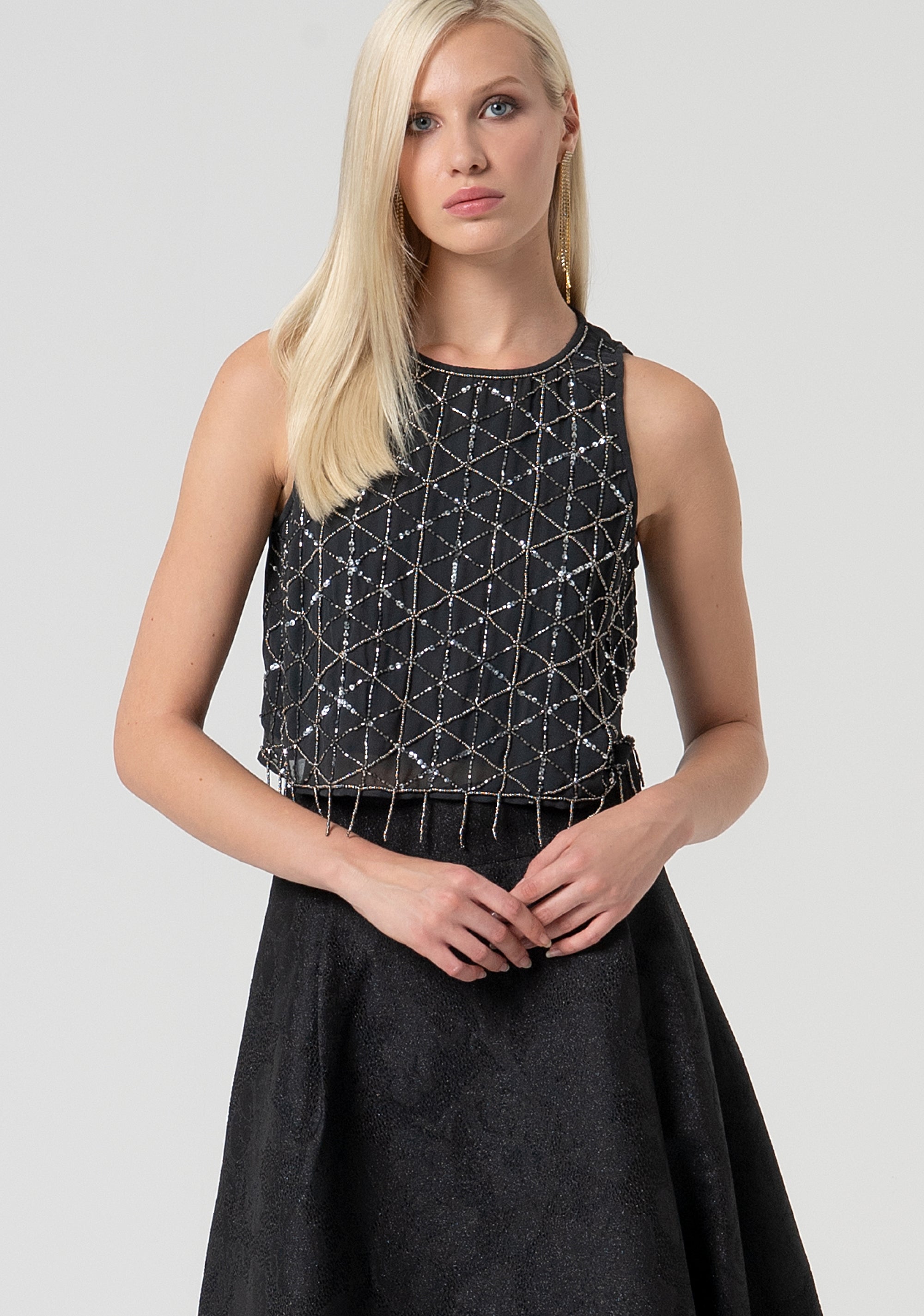 Top senza maniche cropped con perline FQ25ST2007W412R9-T31 Fracomina