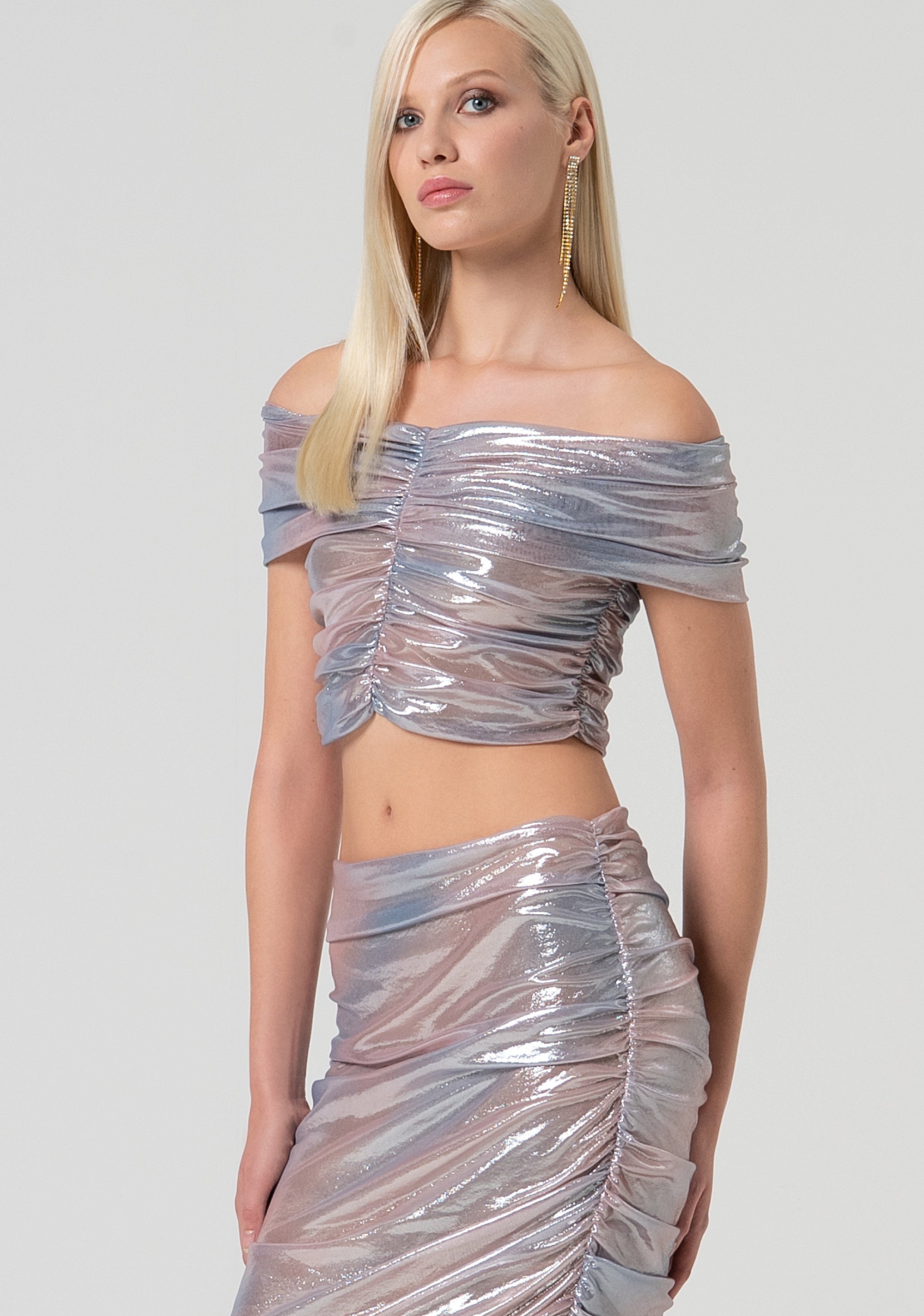 Top aderente in tessuto iridescente FQ25ST2009W800Q1-T36 Fracomina